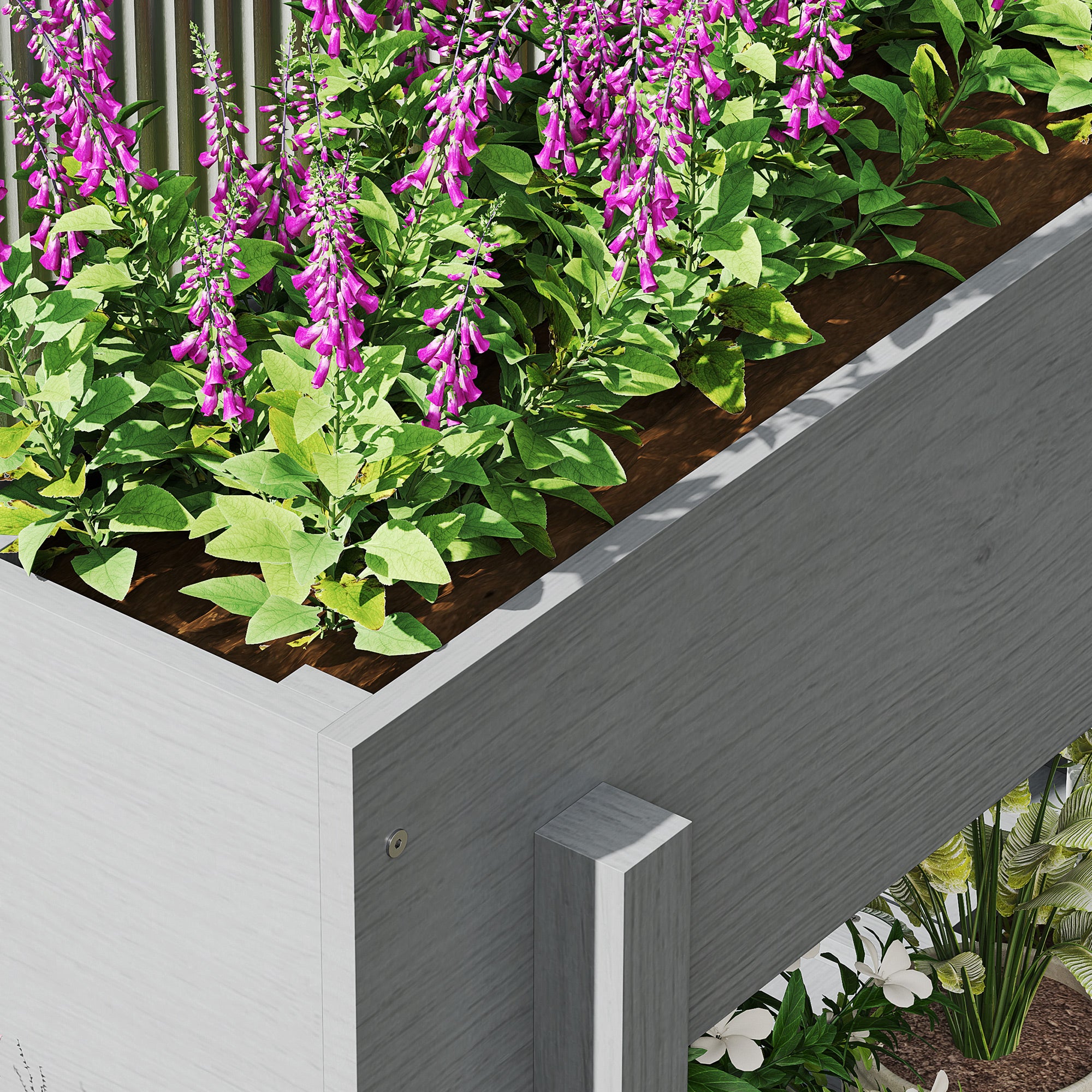 Wooden Two-Tier Raised Planter for Garden Herbs Vegetables, Grey