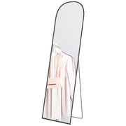Full-Length Mirror, Curved Standing, Shatterproof Glass, Aluminum Frame, Black