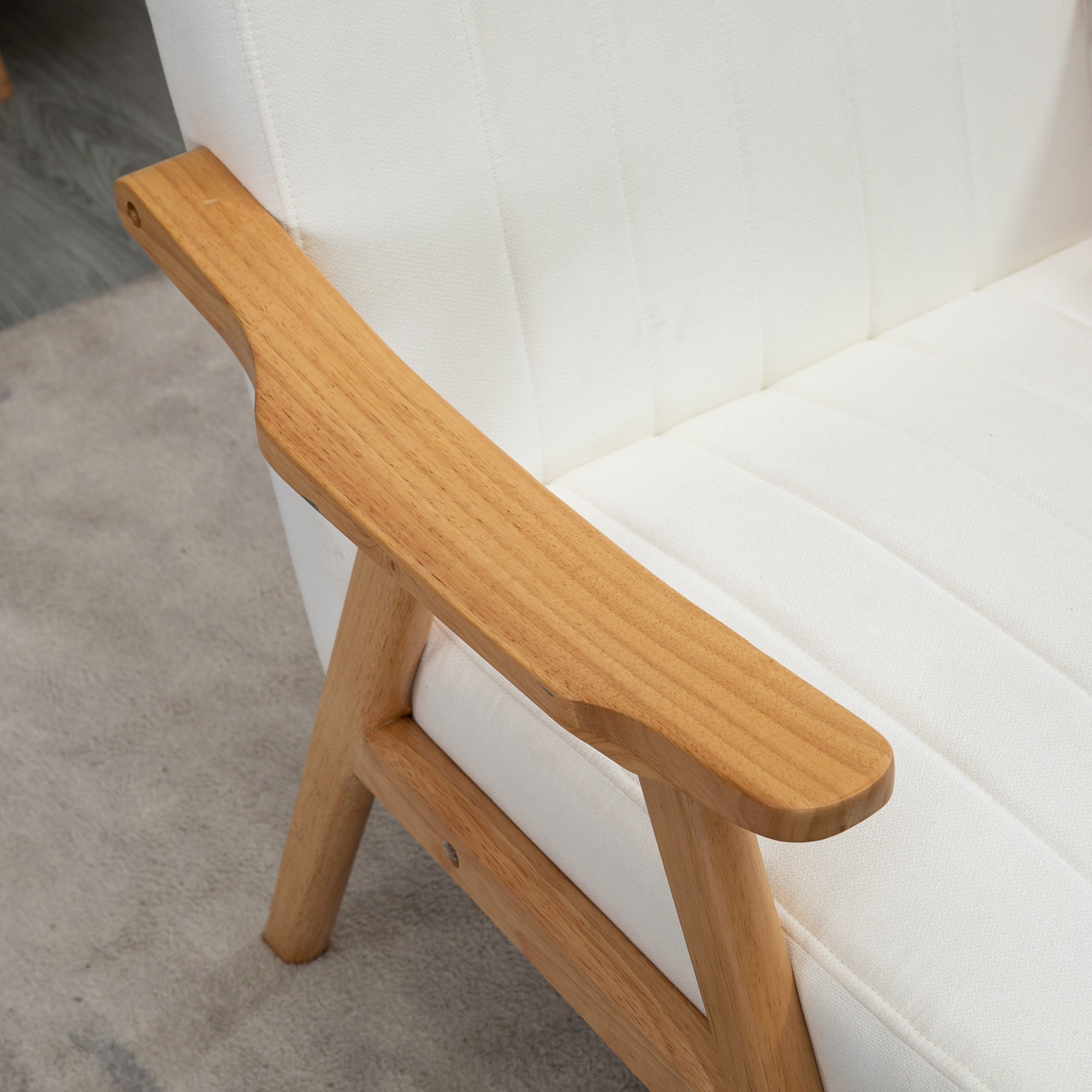 Upholstered Armchair Lounge Chair, Armrests Scandinavian Design, Cream Velvet