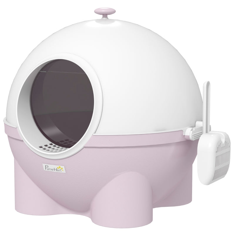 Large Cat Litter Box, with Scoop and Front Entrance - Pink