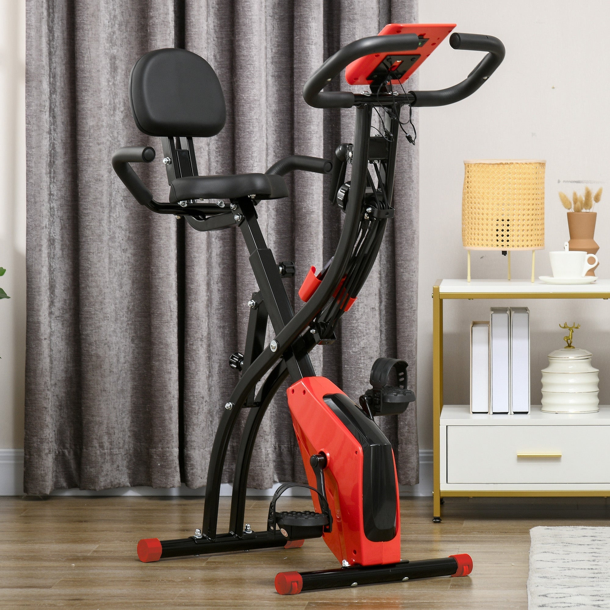 Heimtrainer, klappbar 2-in-1 mit LCD & 8 Widerstandsstufen, Spannseilen