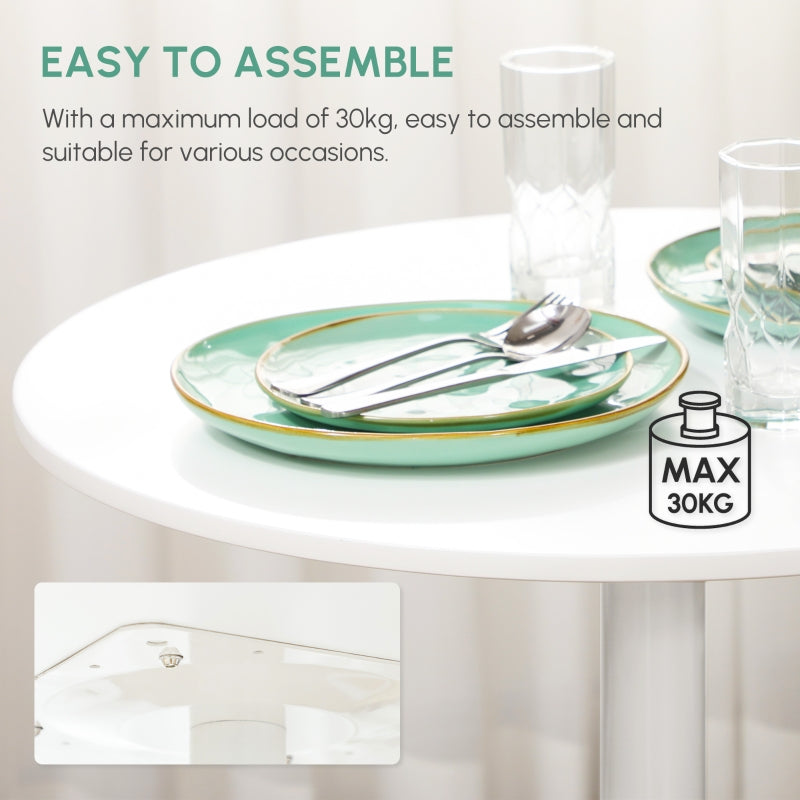 Dining Table, Two-Person Minimalistic 75H x Φ70cm, White
