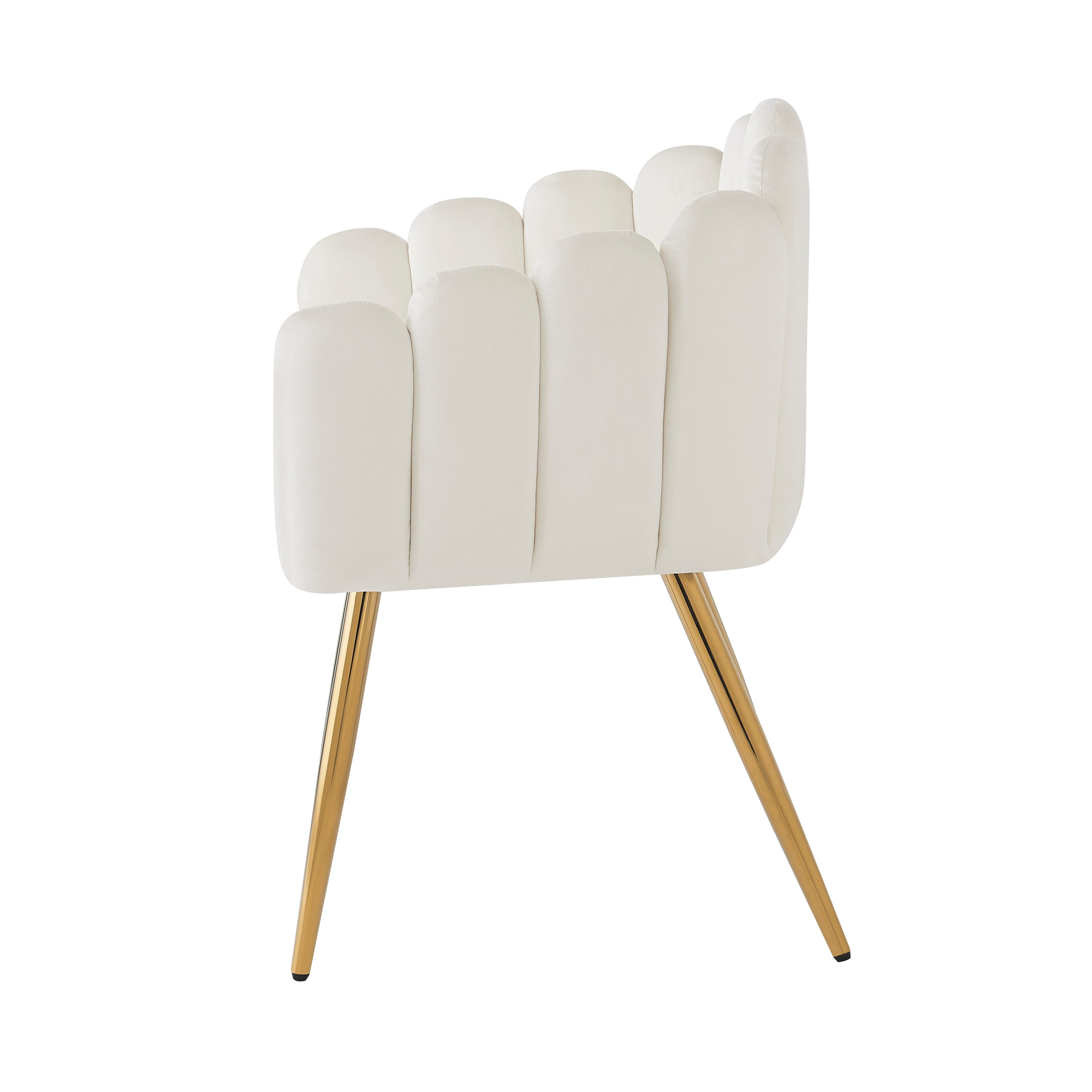 Dining Chair Set of 6 Fan-Shaped Gold Legs Adjustable - Velour