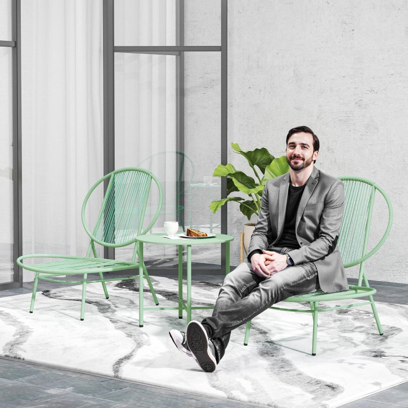 Bistro Set 3-piece Weatherproof Garden Furniture Steel Green