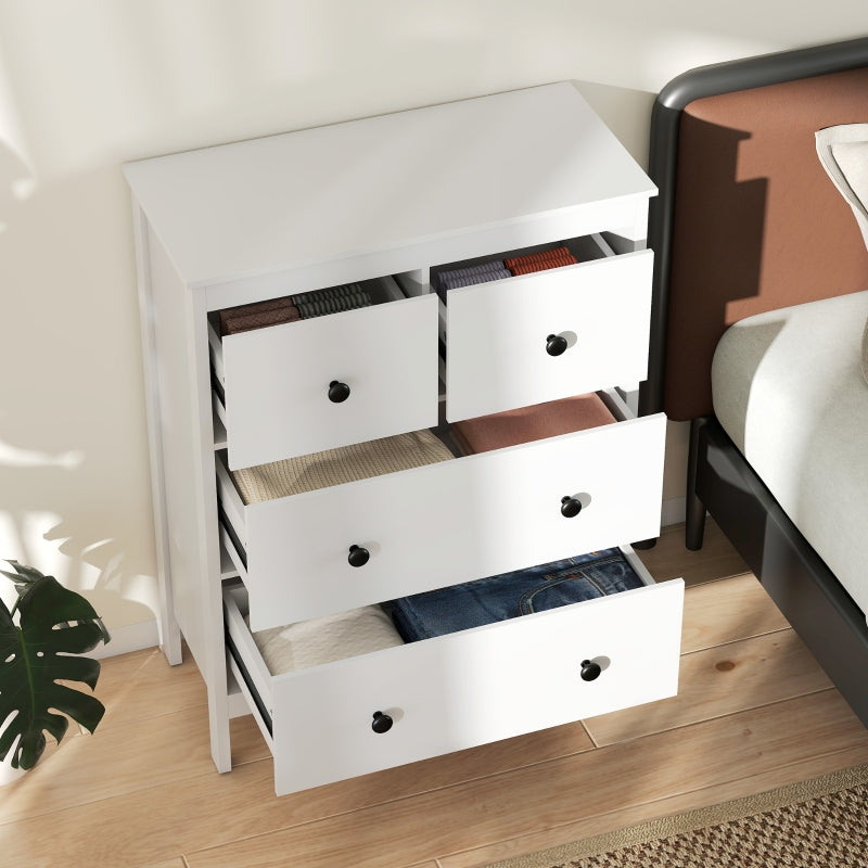 chest of drawers, 4 drawers for clothes and linen, chipboard white