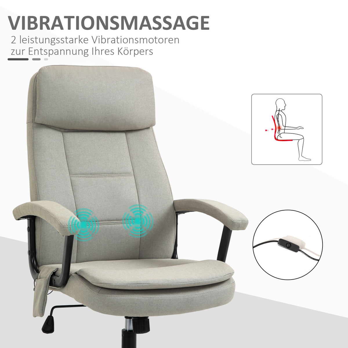 Office Chair, Ergonomic Massage Function Height-Adjustable Rocking, Beige