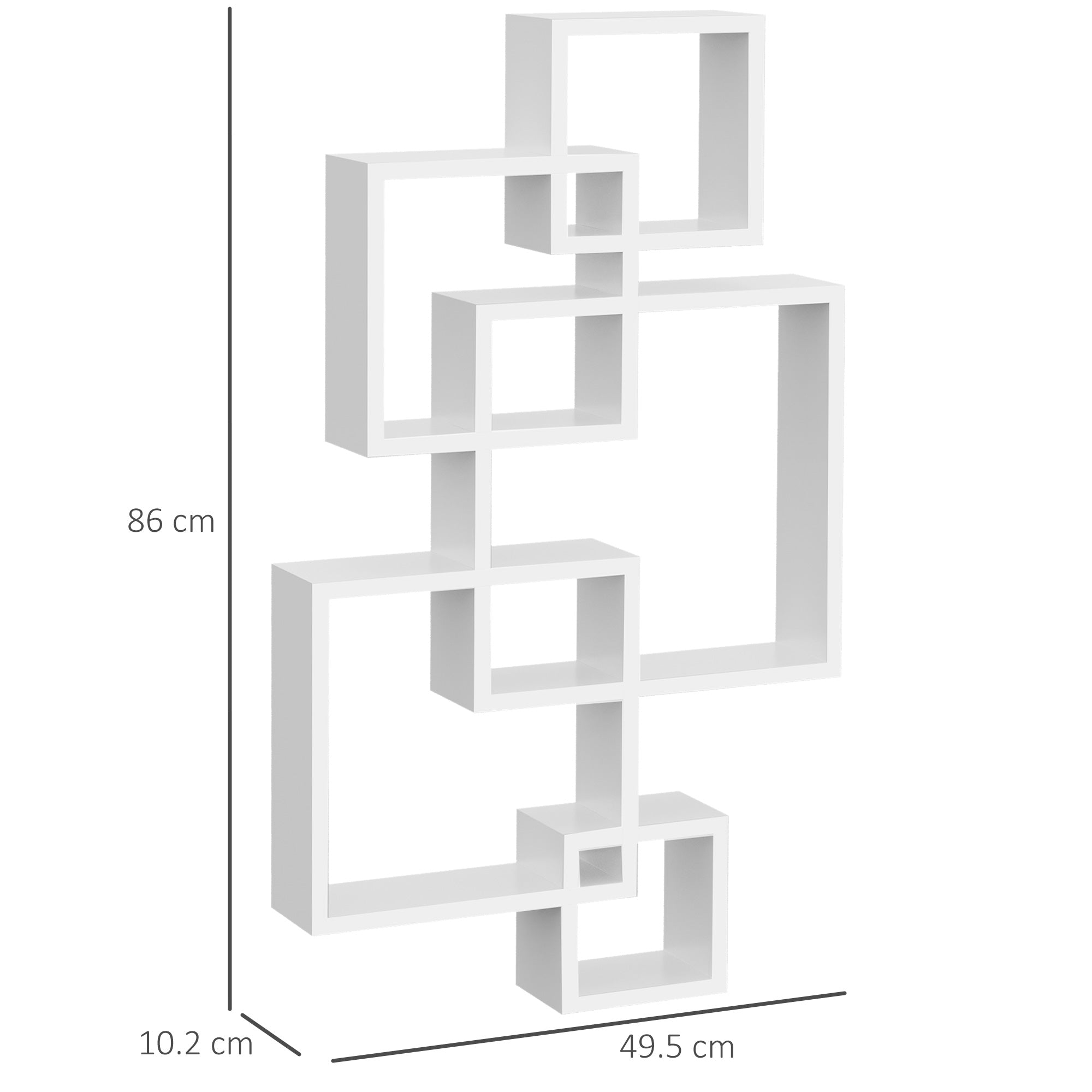 Wall Shelf Floating Board 5 Cubes 9 Compartments Fir Wood White