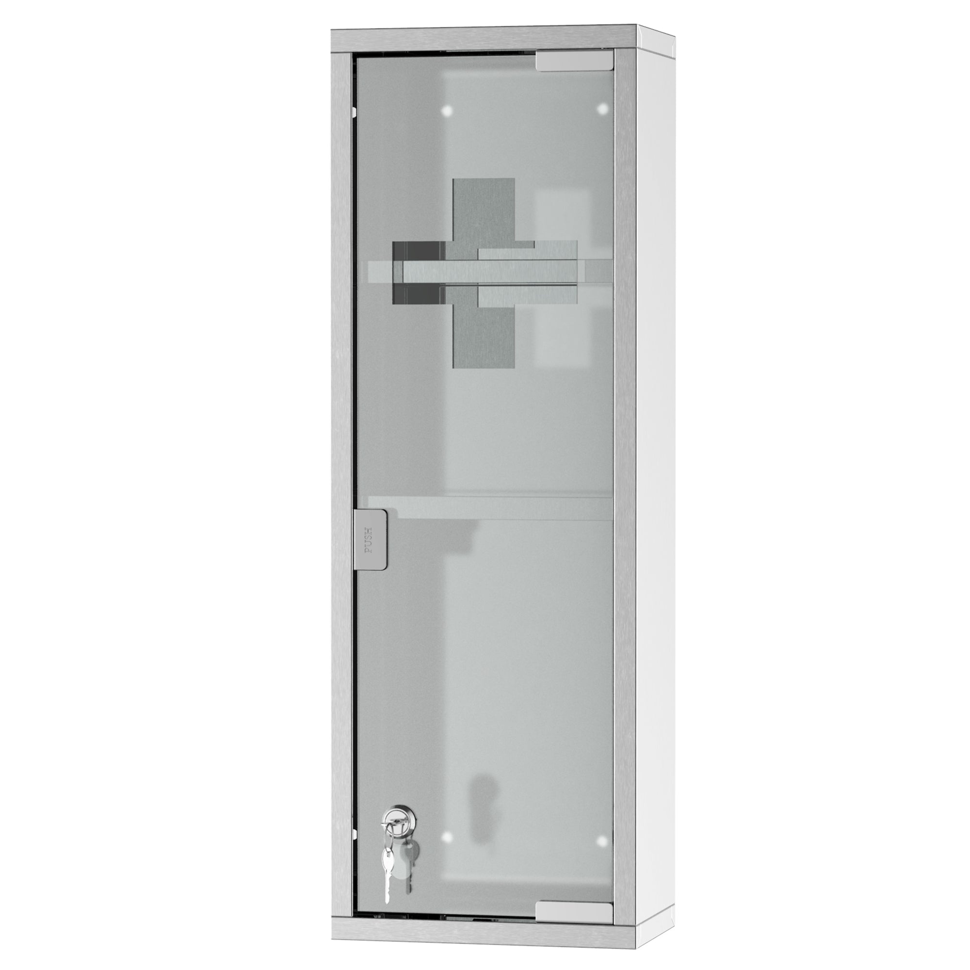 Medicine Cabinet First Aid Cabinet 20x12x58cm Home Office Stainless Steel Silver