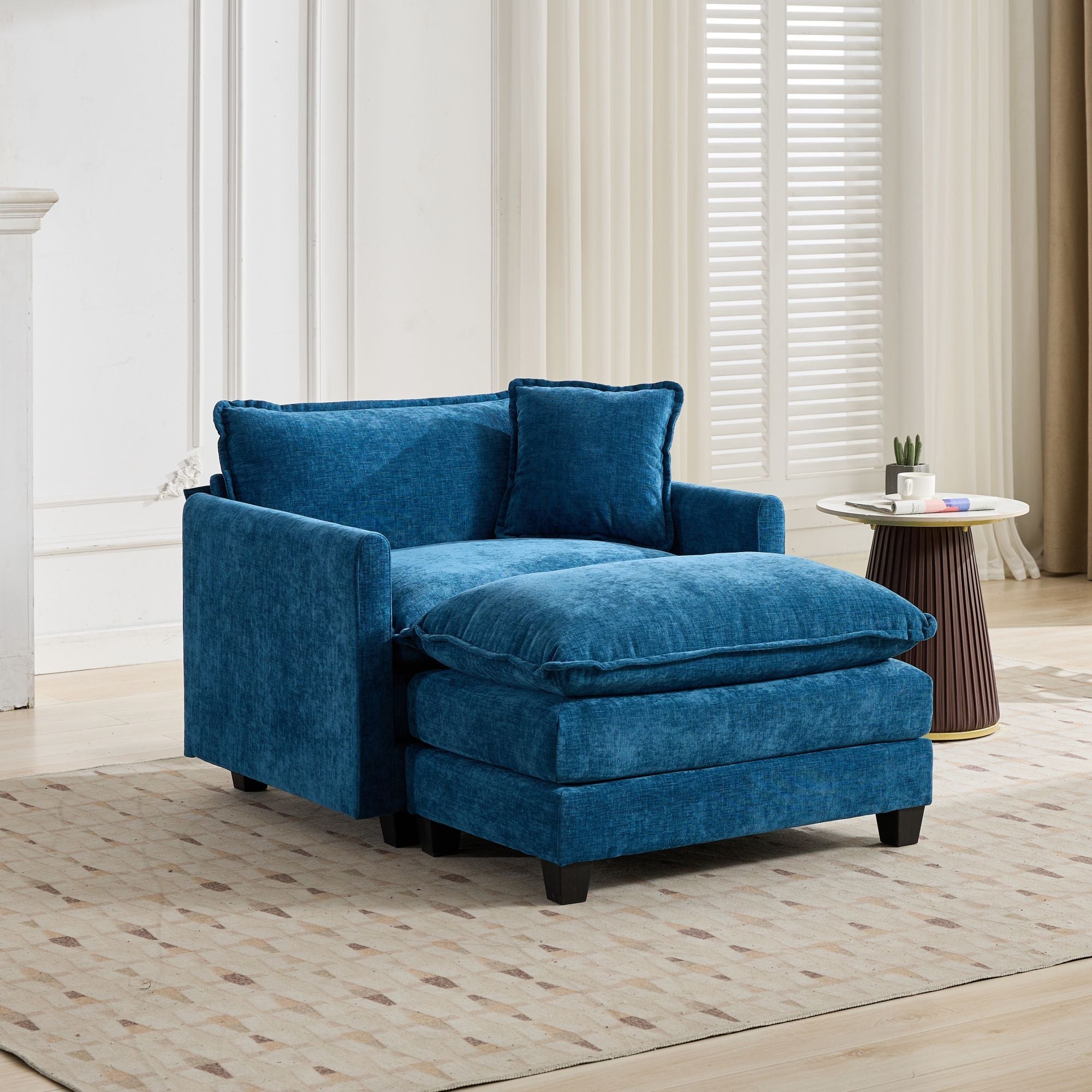 Cloud Sofa Single Seat Sectional Upholstered Chenille - Blue