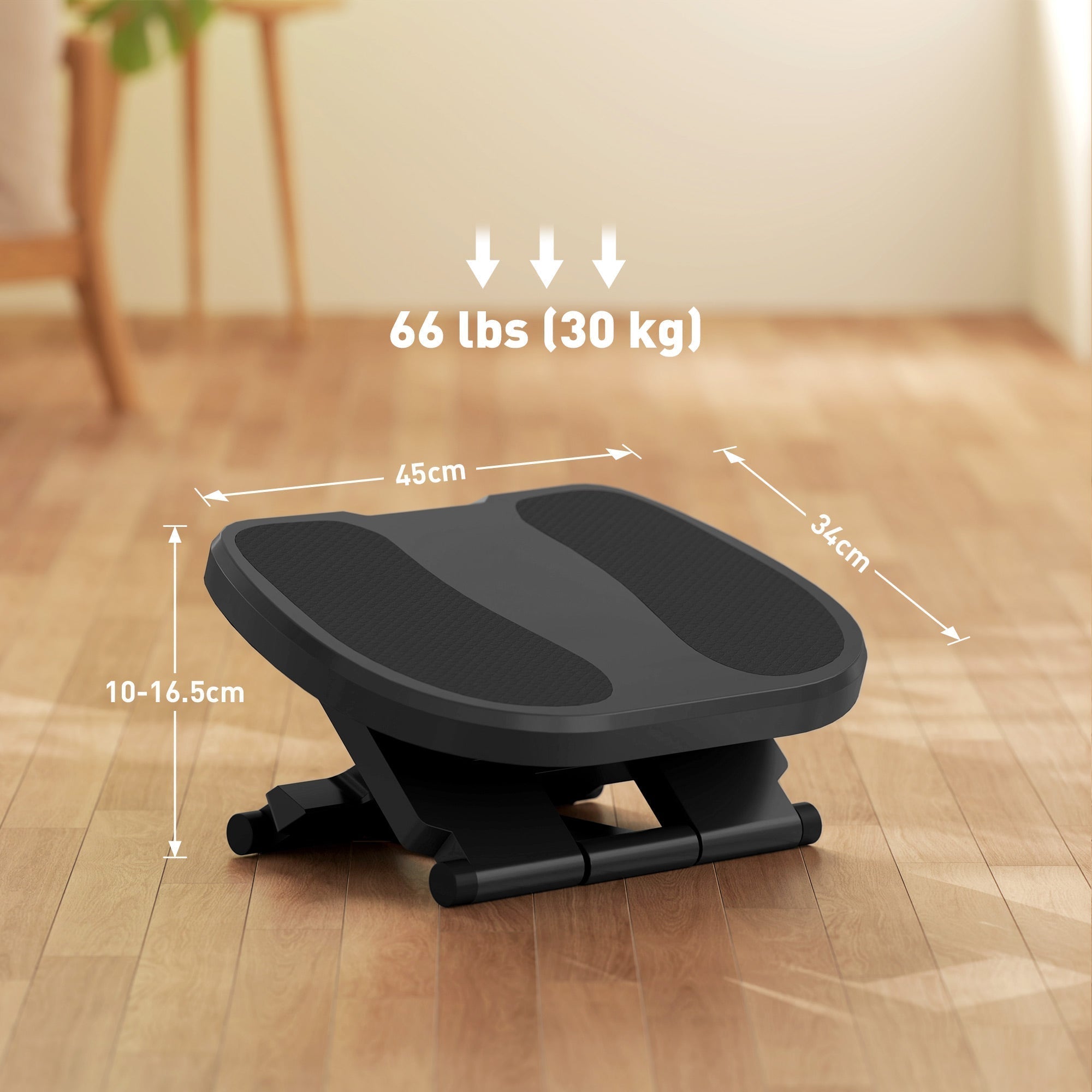 Desk Footrest, 3-Level Height Adjustable Ergonomic, Grey