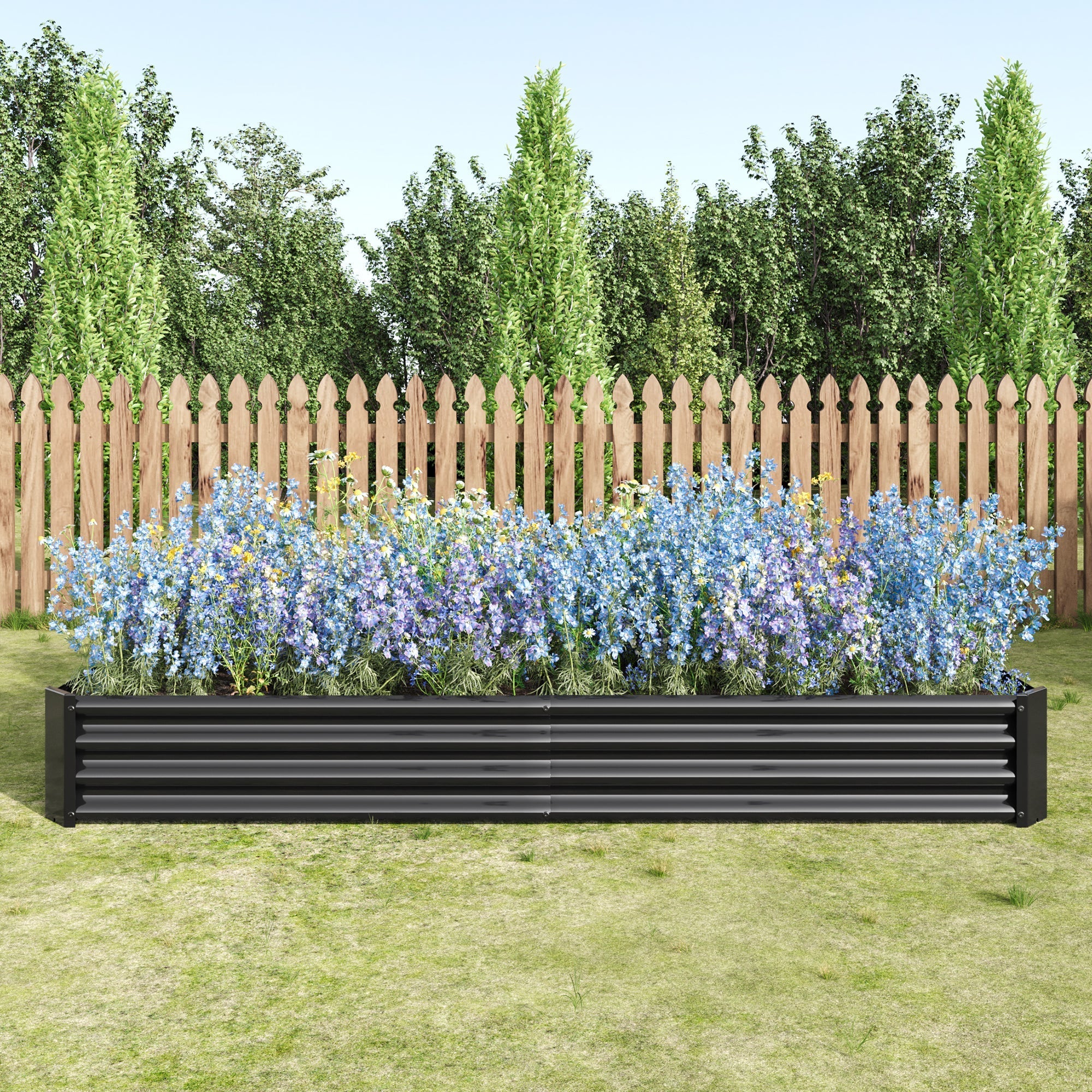 Metal Raised Garden Bed, Robust Steel Rustproof Durable Kit, Anthra