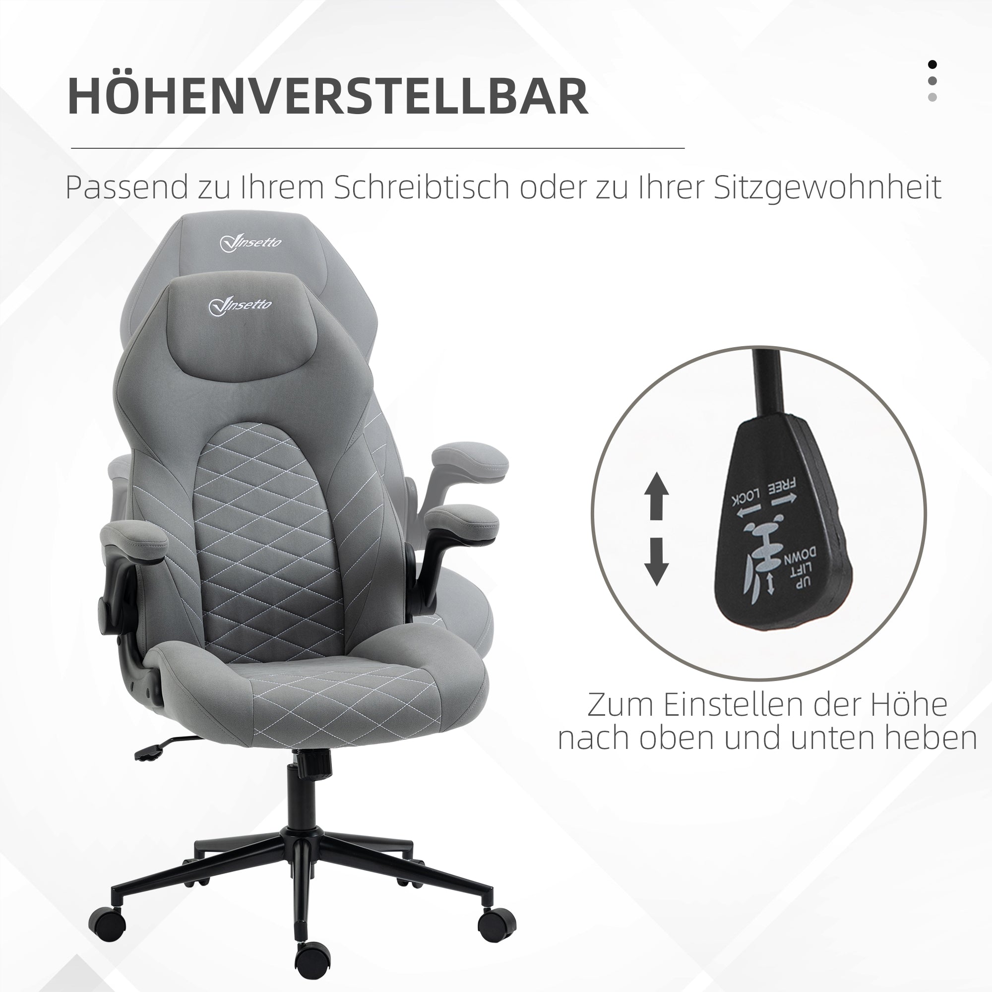 Ergonomic Office Chair, Rocking Adjustable Armrests Soft Cushion, Home Office Comfort