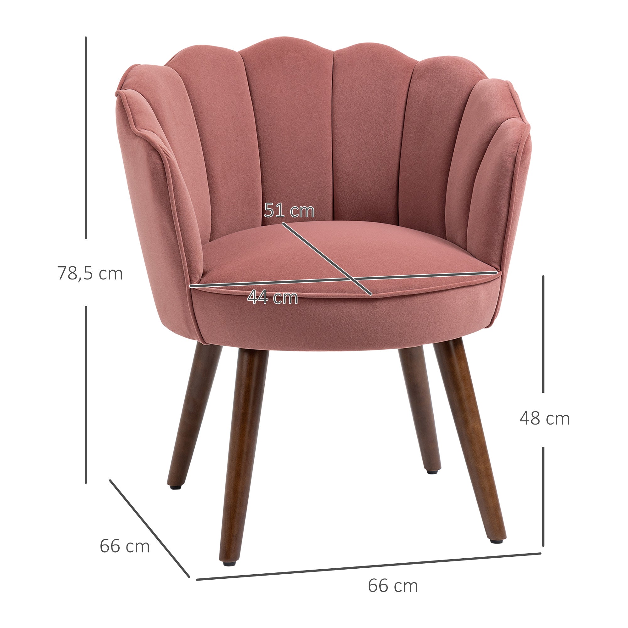 Esszimmerstuhl Sessel Rückenlehne Wohnzimmer Polyester Kautschukholz Rosa