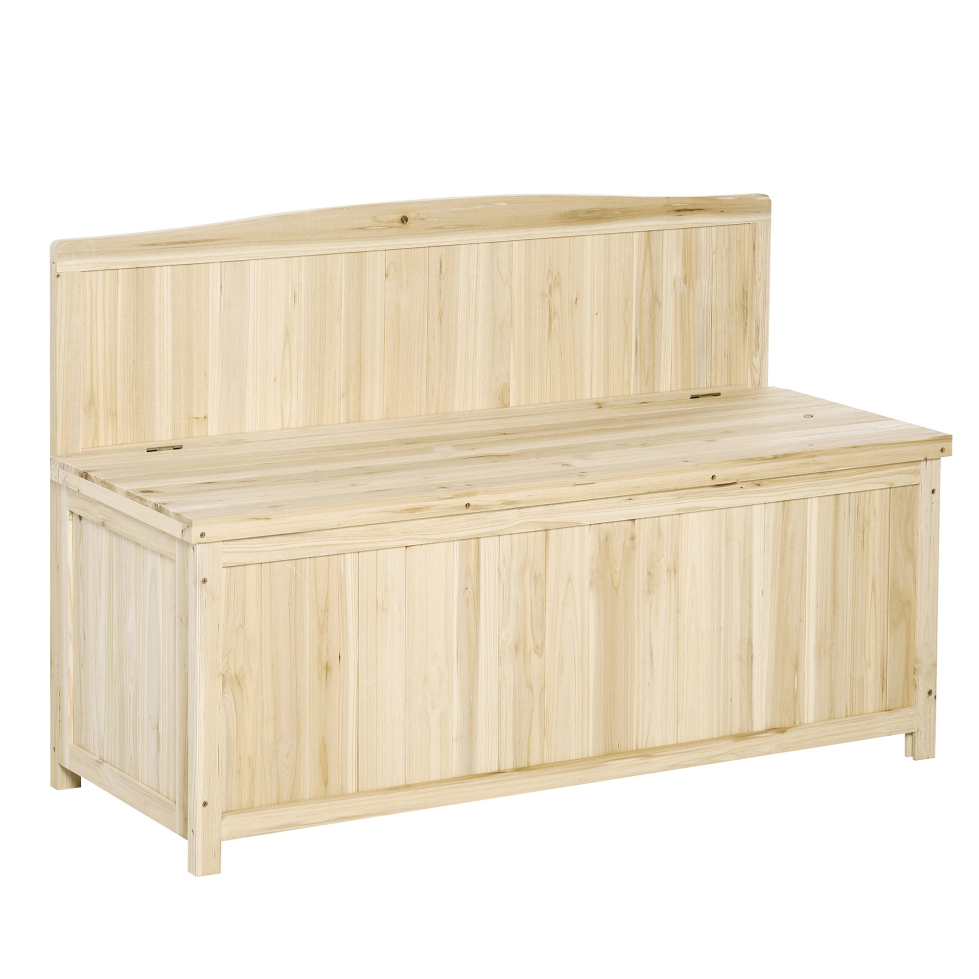 Wood Storage Bench Outdoor Seating for Patio Garden, Natural Wood
