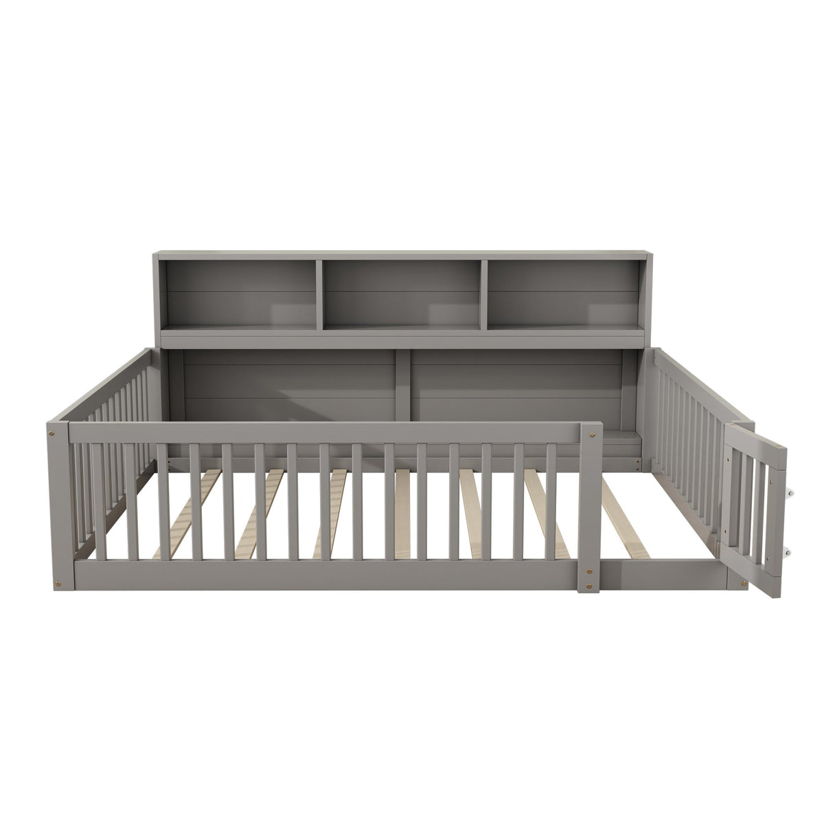 Daybed Sofa Bed 140x200cm with Bedside Storage Railing, Grey Pine Wood