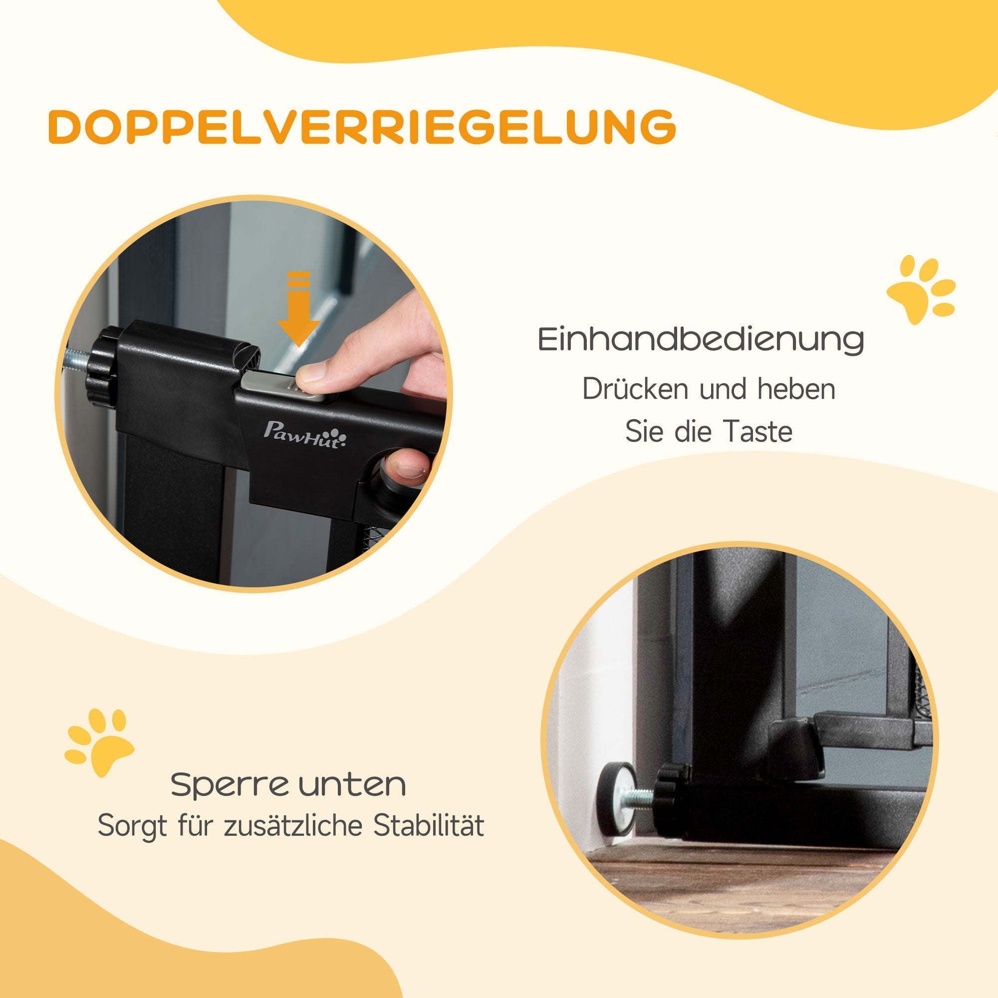 Dog Safety Gate 75-103 cm Auto-Close Stair/Pet Steel, Black
