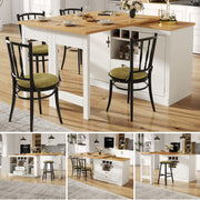 Extendable Bar Table with 360 Swivel and Storage, 120-180cm, White and Black