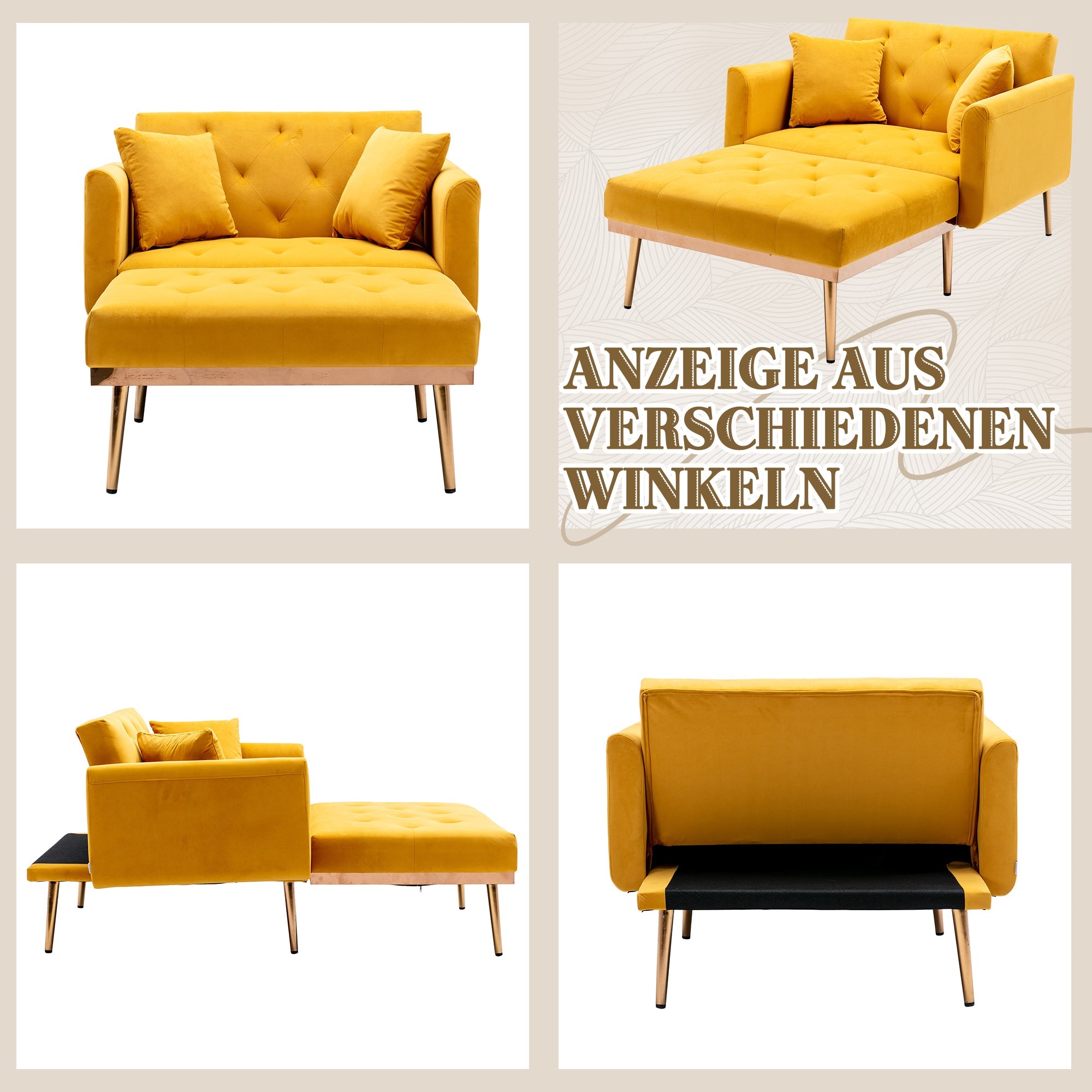 Armchair, Adjustable Backrest Recliner Folding Sofa, Mango