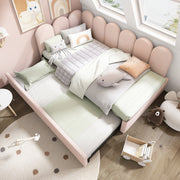 Upholstered Bed Daybed With Pull-Out Bed, 3FT Single Sofa Bed, Velvet, Pink