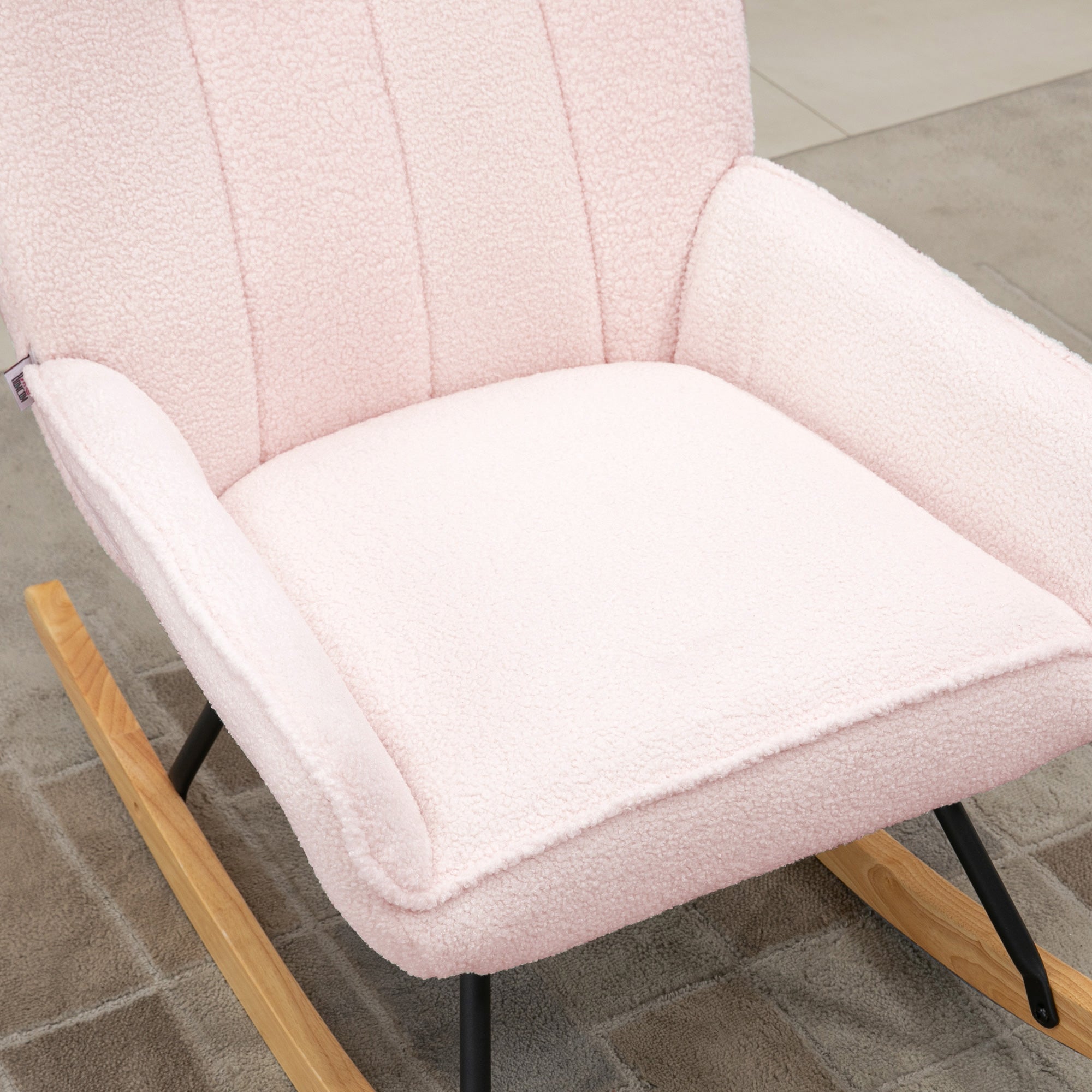 Rocking Chair Padded Relaxing Chair with Sherpa Fleece, Pink
