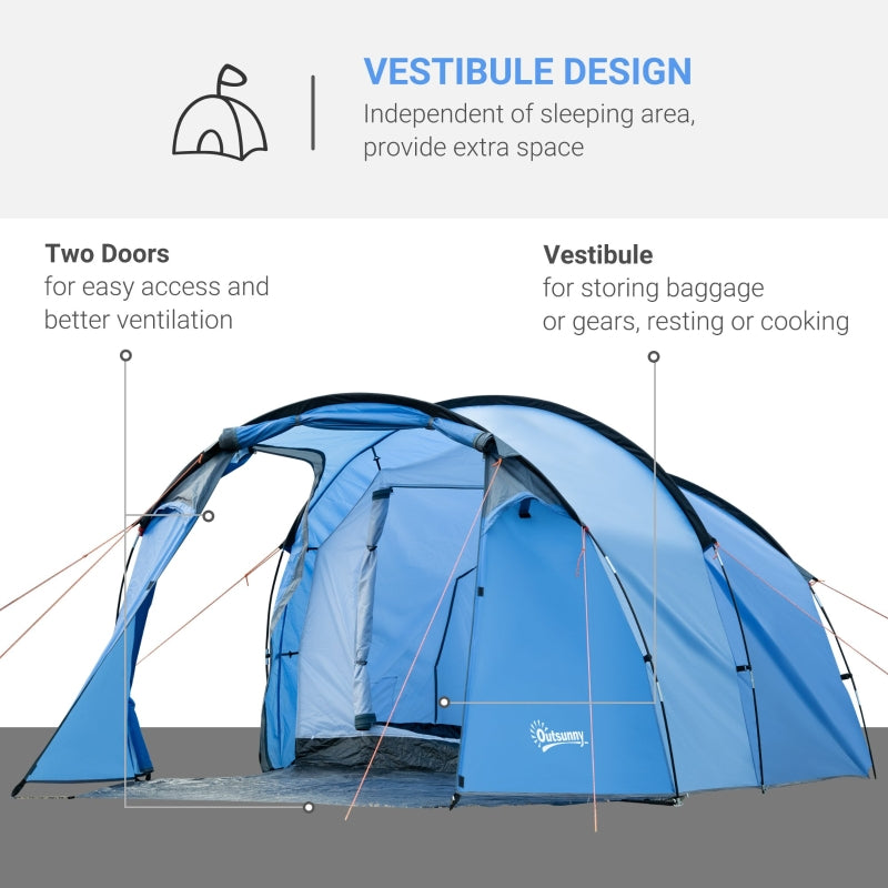 2 Room Tent with Vestibule, Weather-Resistant Camping Tent, Sky Blue