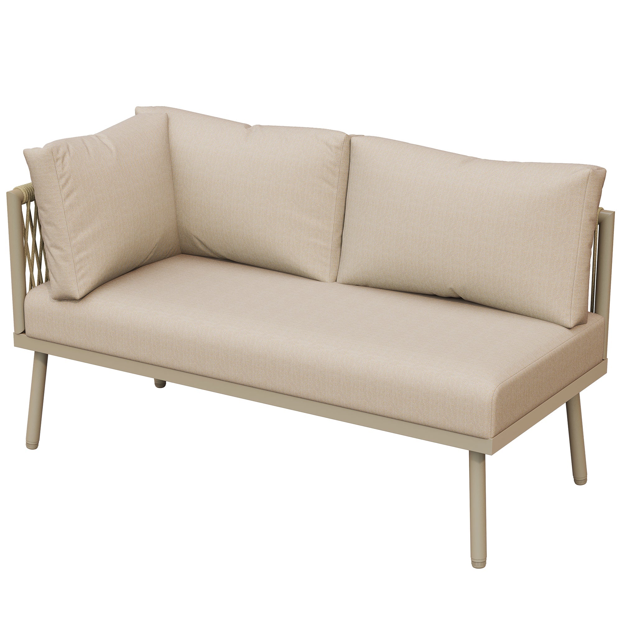 Modular Garden Furniture Set with Rocking Chairs, Corner Sofa and Side Table, Rope Weave