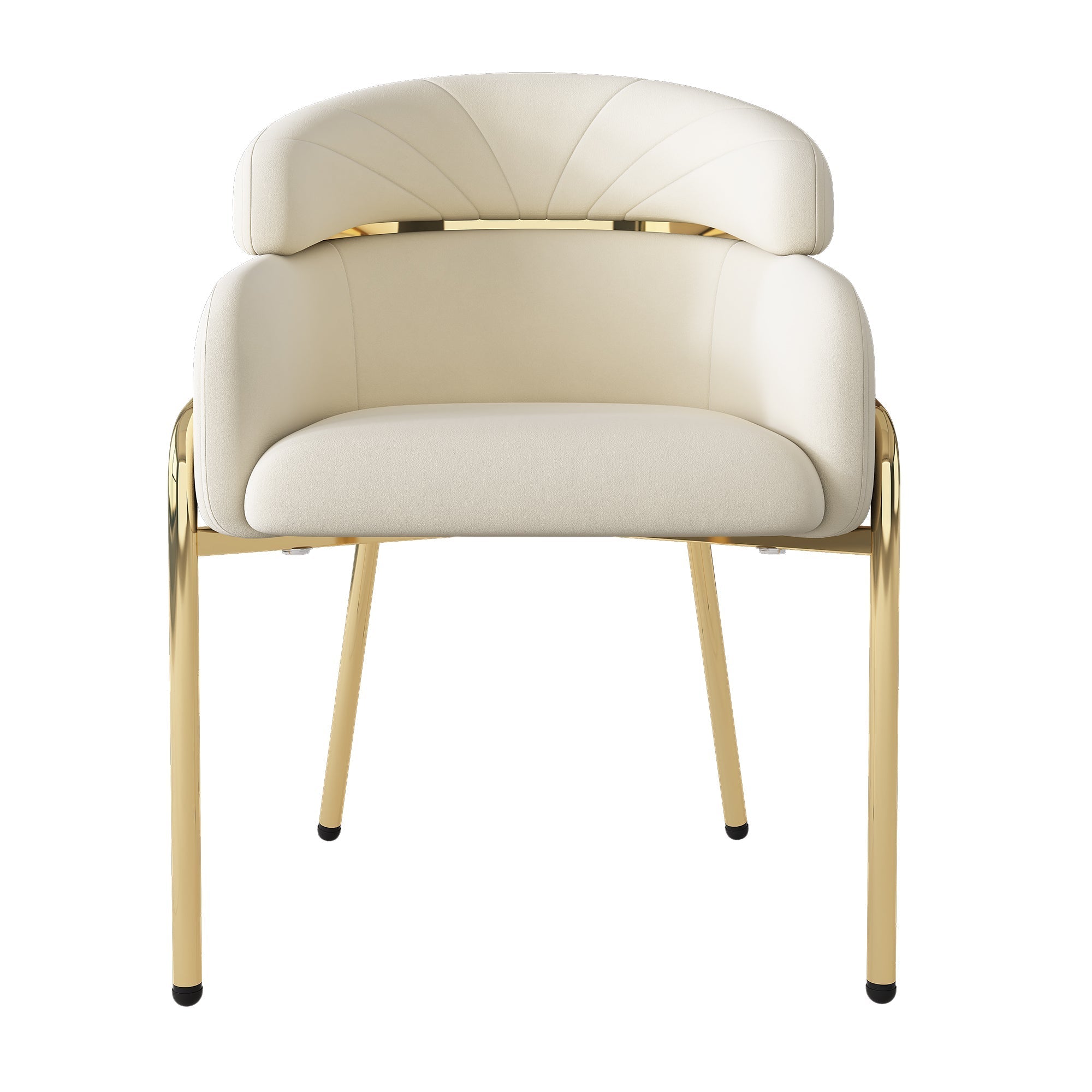 Set of 2 Dining Chairs with Metal Legs and Lightweight Luxury Design, Beige Velvet