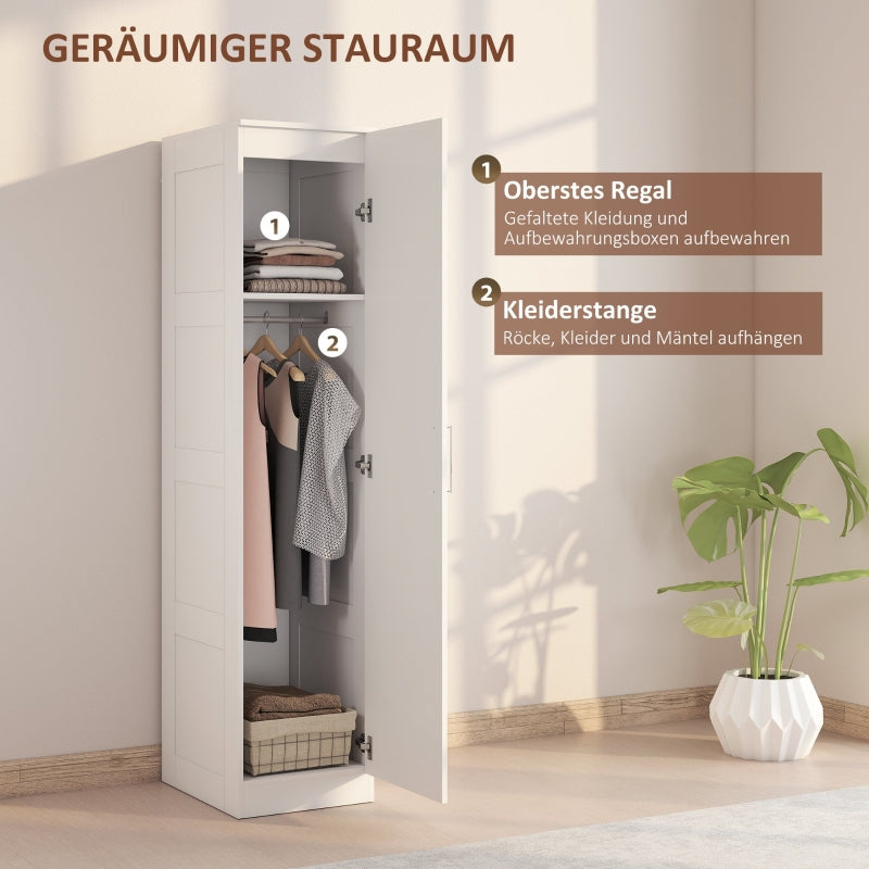 Wardrobe Multi-Purpose Cabinet, Clothes Rail, Shelf, Soft-Close Door, White