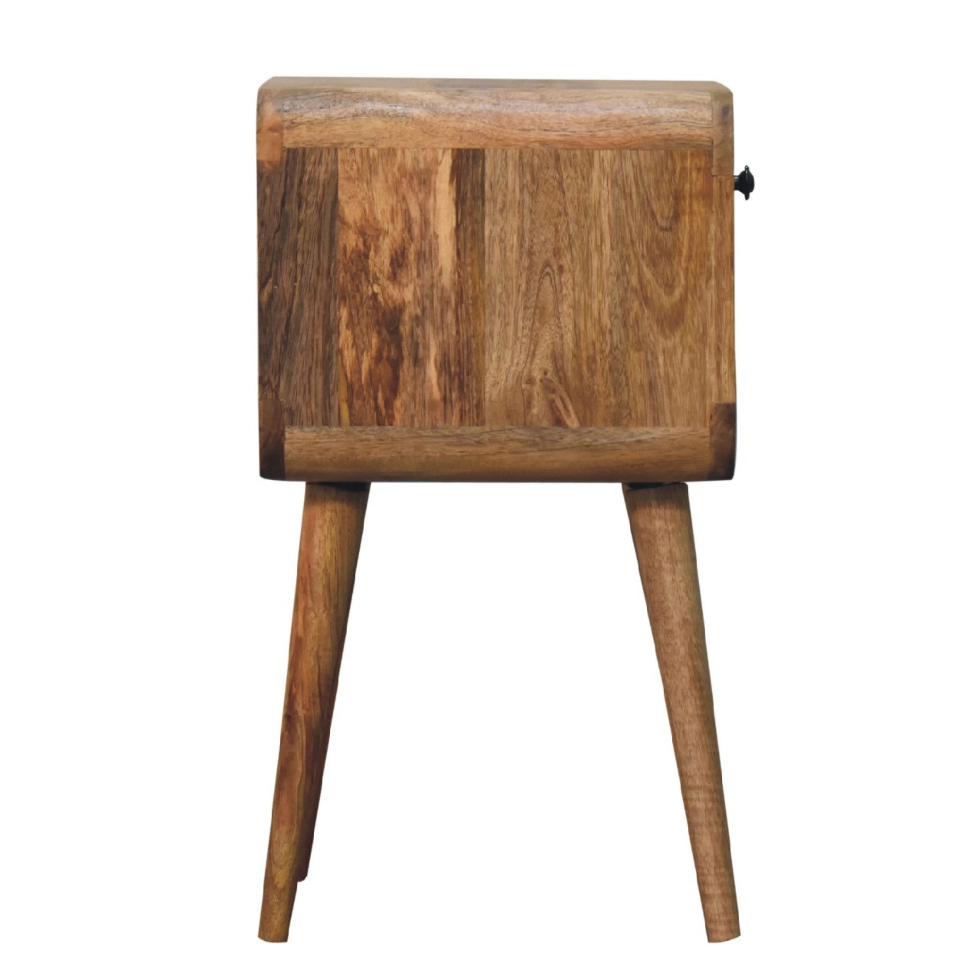 Solid Wood Bedside, Curve Lower with 1 Drawer and Open Slot, Oak-ish