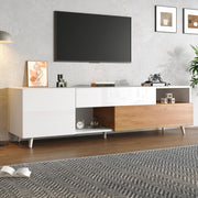 TV Cabinet, 180cm Lowboard with 1 Drawer & 7 Compartments, High-Gloss Finish
