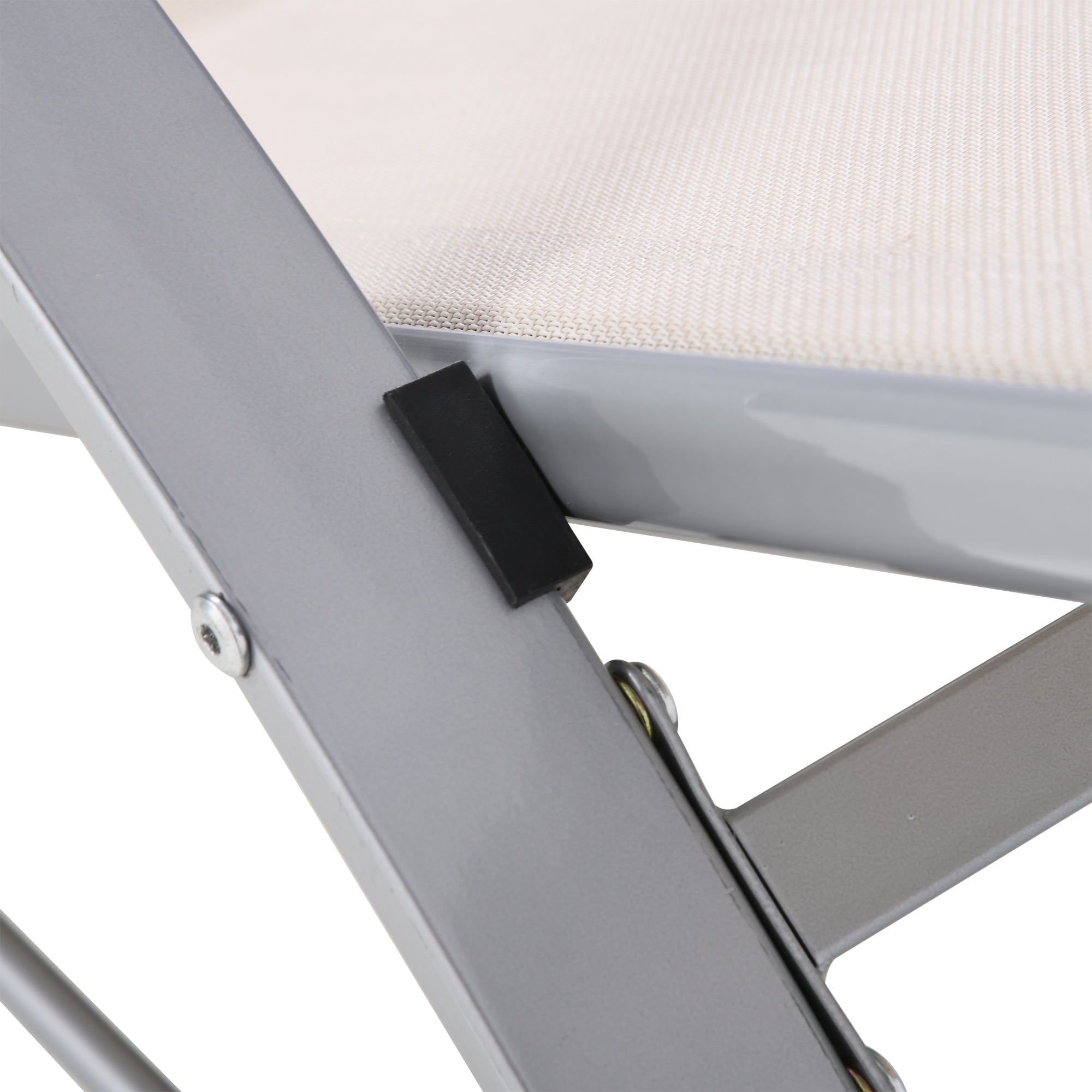 3 Pieces Lounge Chair Set Recliner Sunbathing Chair with Table, Cream