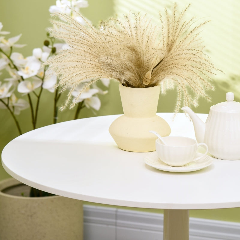 Dining Table Round Ø80cm for 2 People MDF and Steel White