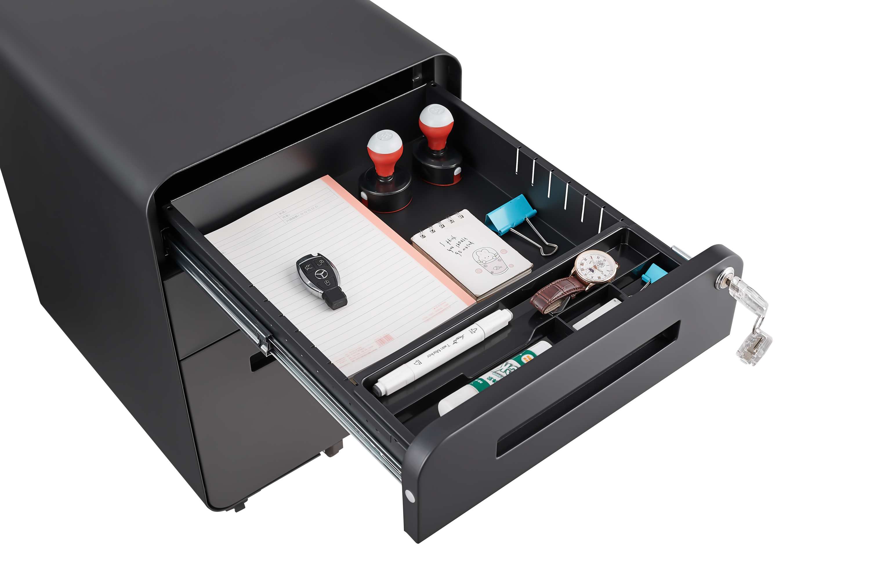 Mobile File Cabinet 3 Drawer Legal/Letter/A4 Under Desk Steel Black