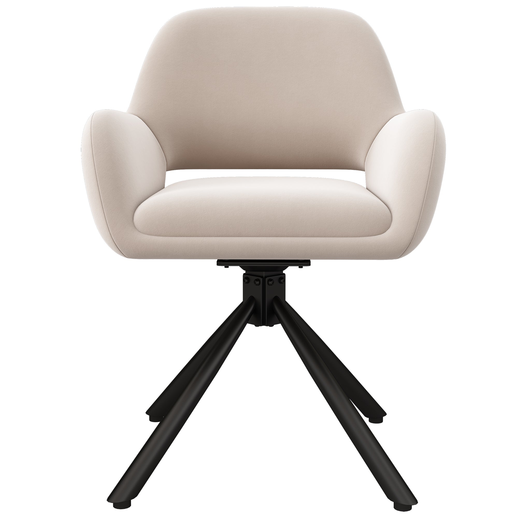 Dining Chair Set of 2 Swivel Modern with Handrails Velvet Beige