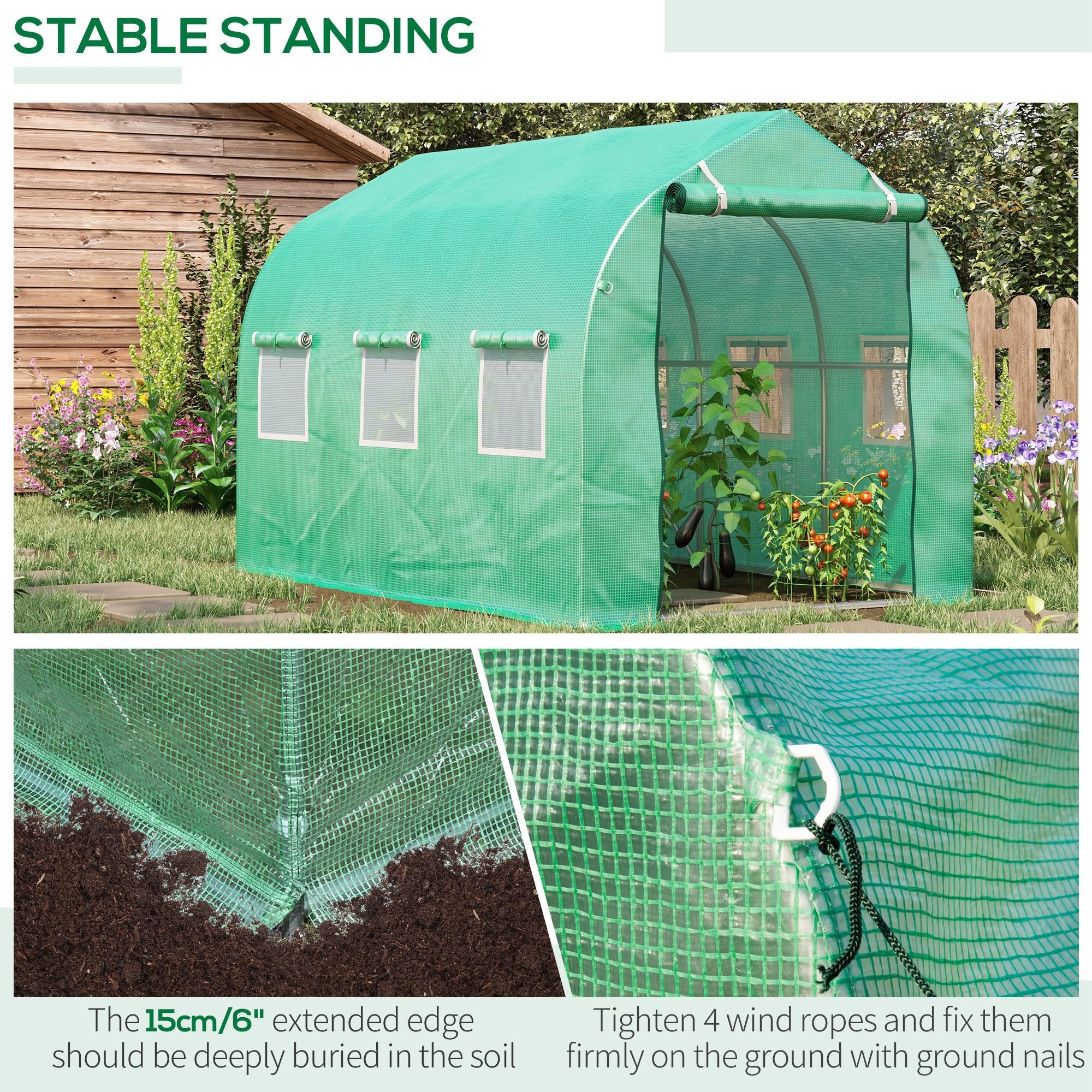 Polytunnel Greenhouse, Walk-in with Windows & Door (3 x 2 M)
