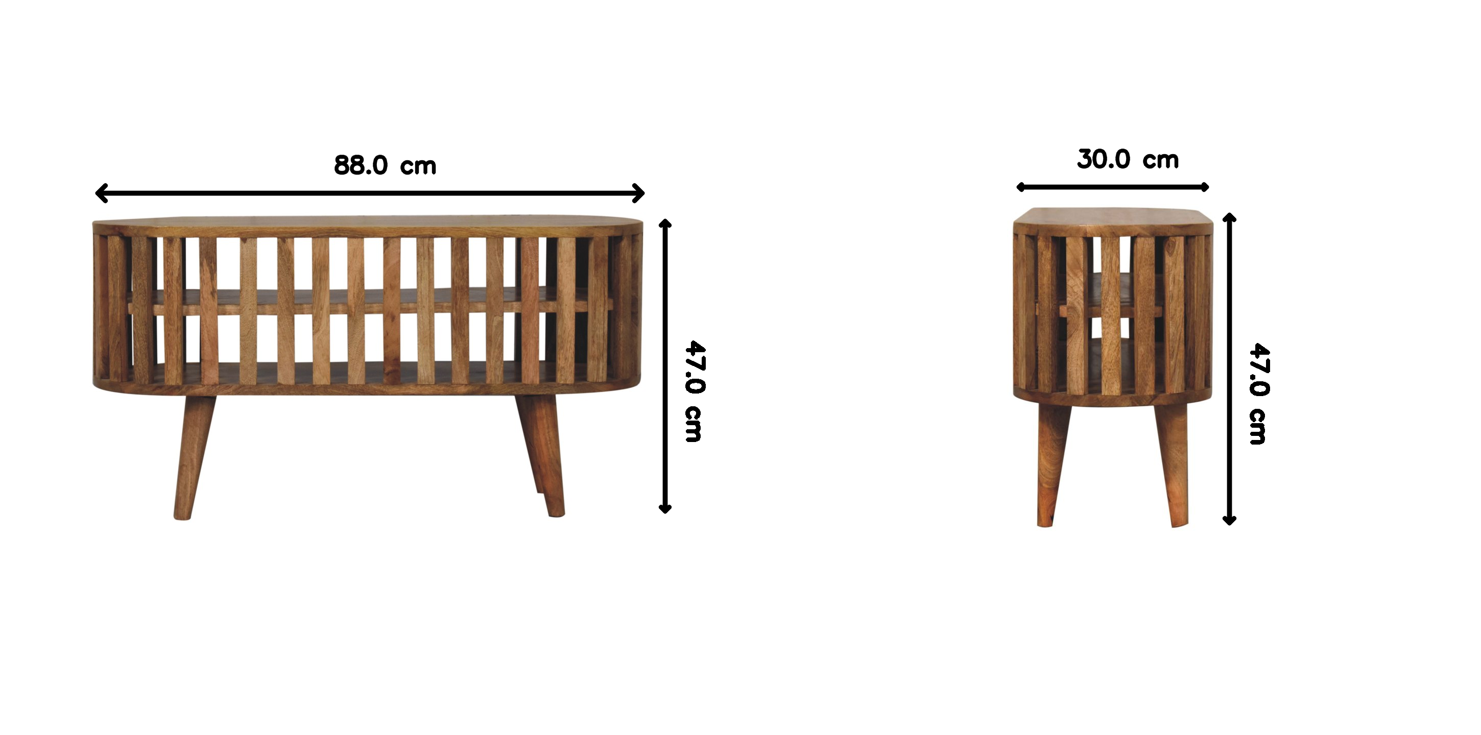 Mini Ariella Media Unit, Solid Mango Wood, Oak-ish Finish