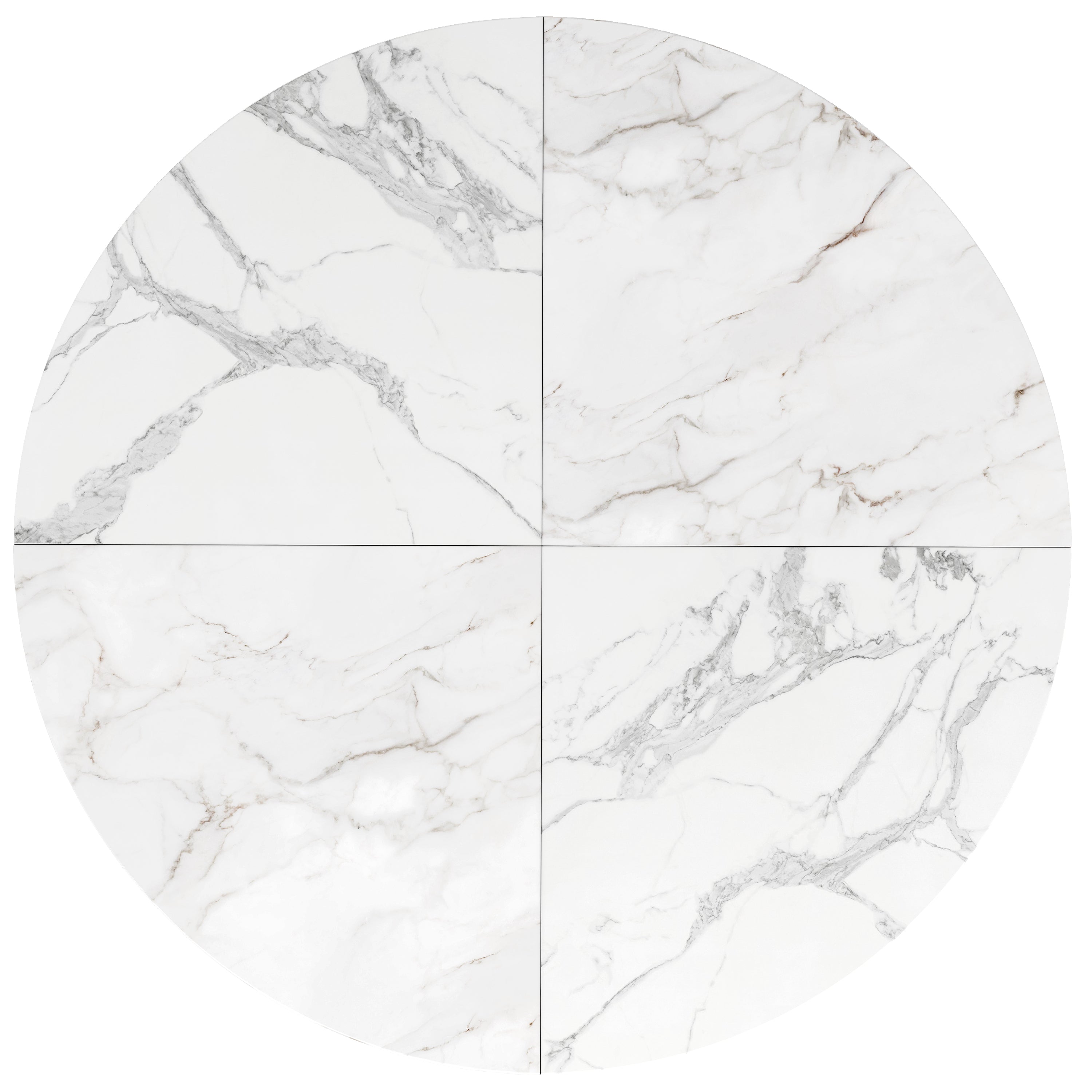 Round Dining Table 100x100cm 4-6 Seater Marbled MDF Metal Legs - Black