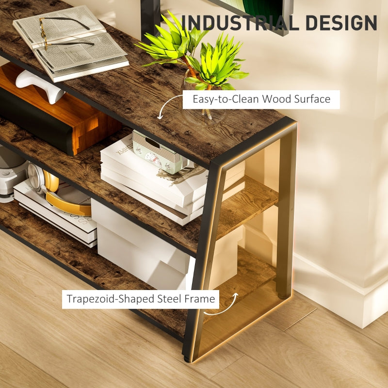 Industrial-Style TV Stand with 35° Swivel Bracket, Dark Brown