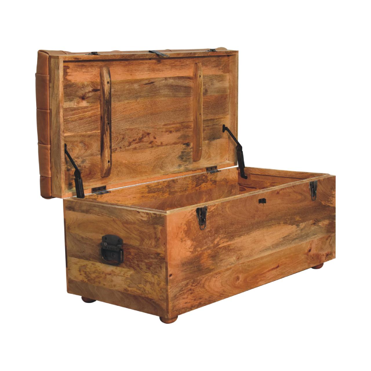 Buffalo Hide Storage Trunk, Oak-ish