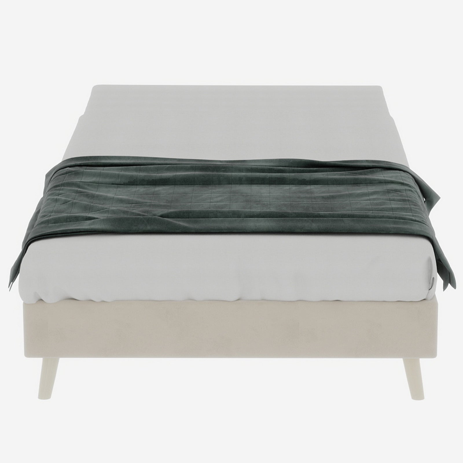 Modern Minimalist Bed Frame 140x200 Low-Profile Base - Beige Dutch Velvet