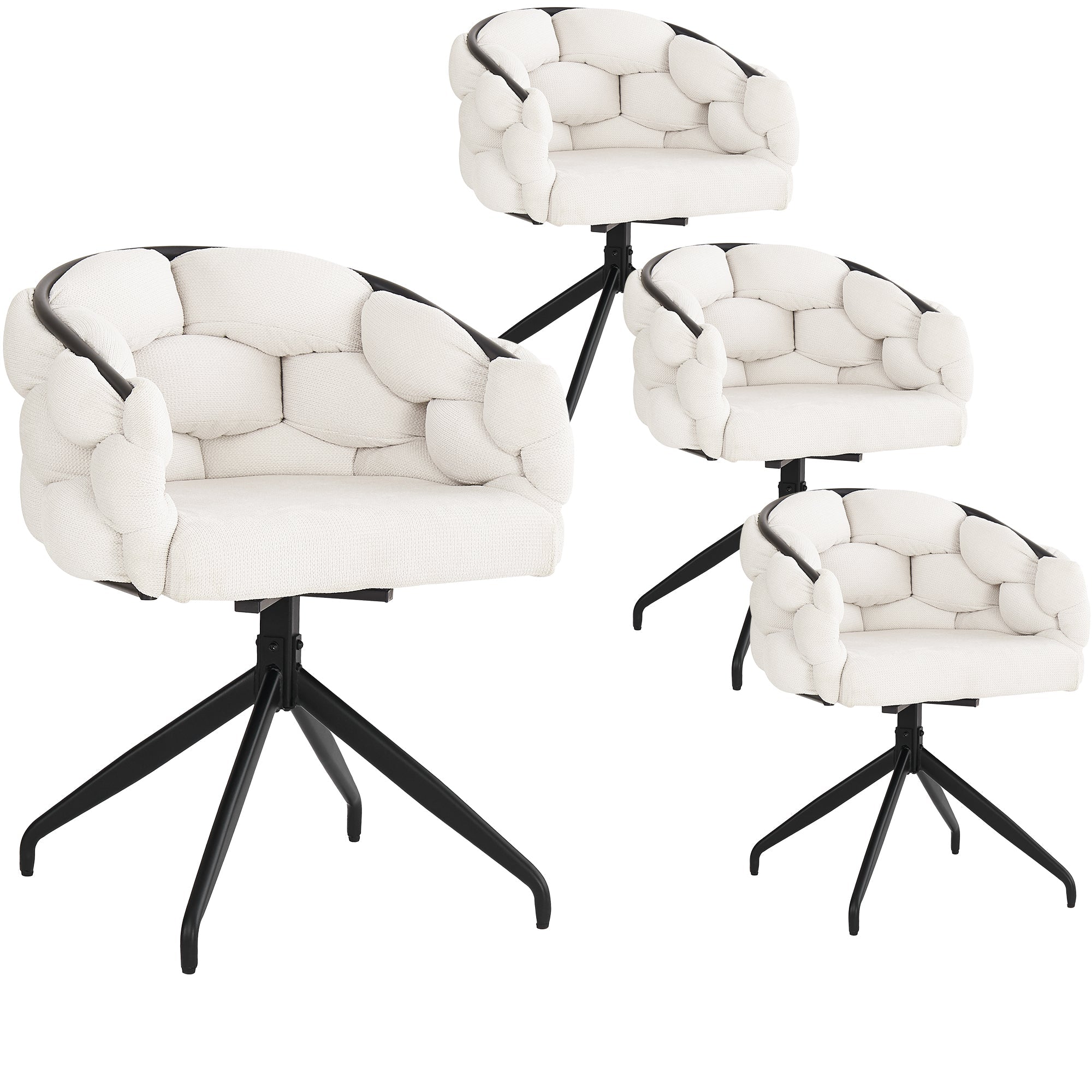 Luxury Velvet Chairs, Swivel & Ergonomic (Set of 4), Beige