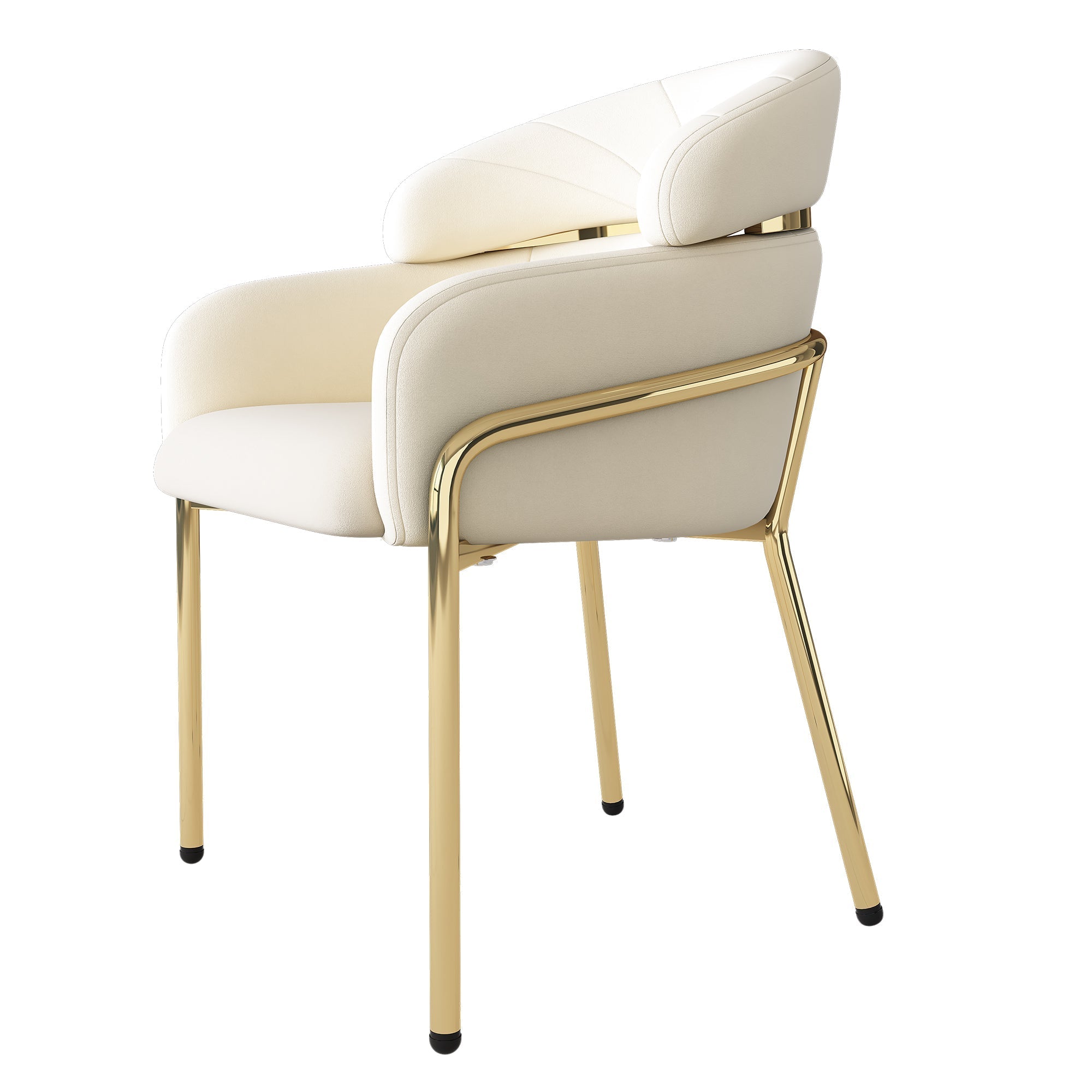 Set of 2 Dining Chairs with Metal Legs and Lightweight Luxury Design, Beige Velvet