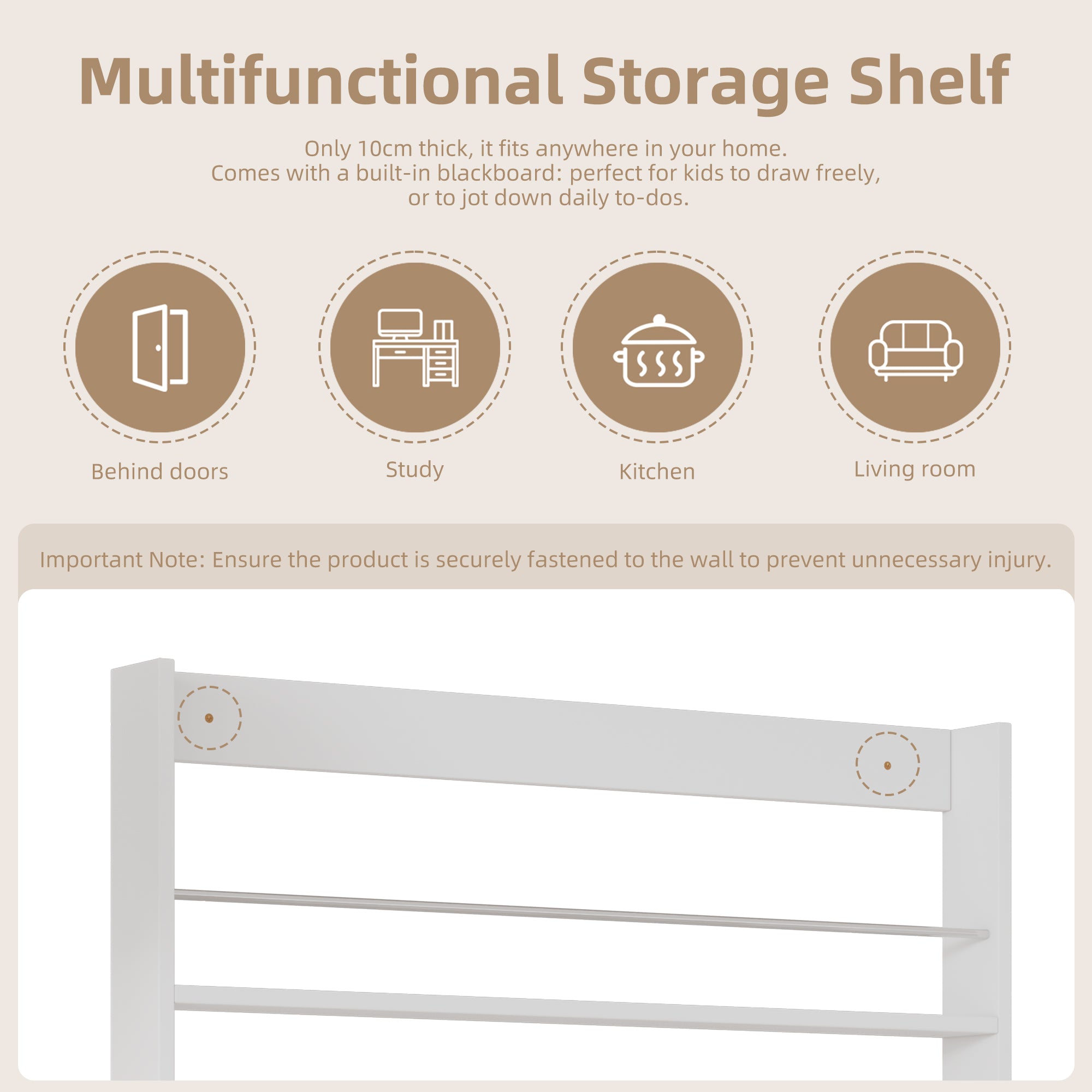 Picture Book Shelf, 2-Piece Set, 4-Tier Storage with Paintable Blackboard