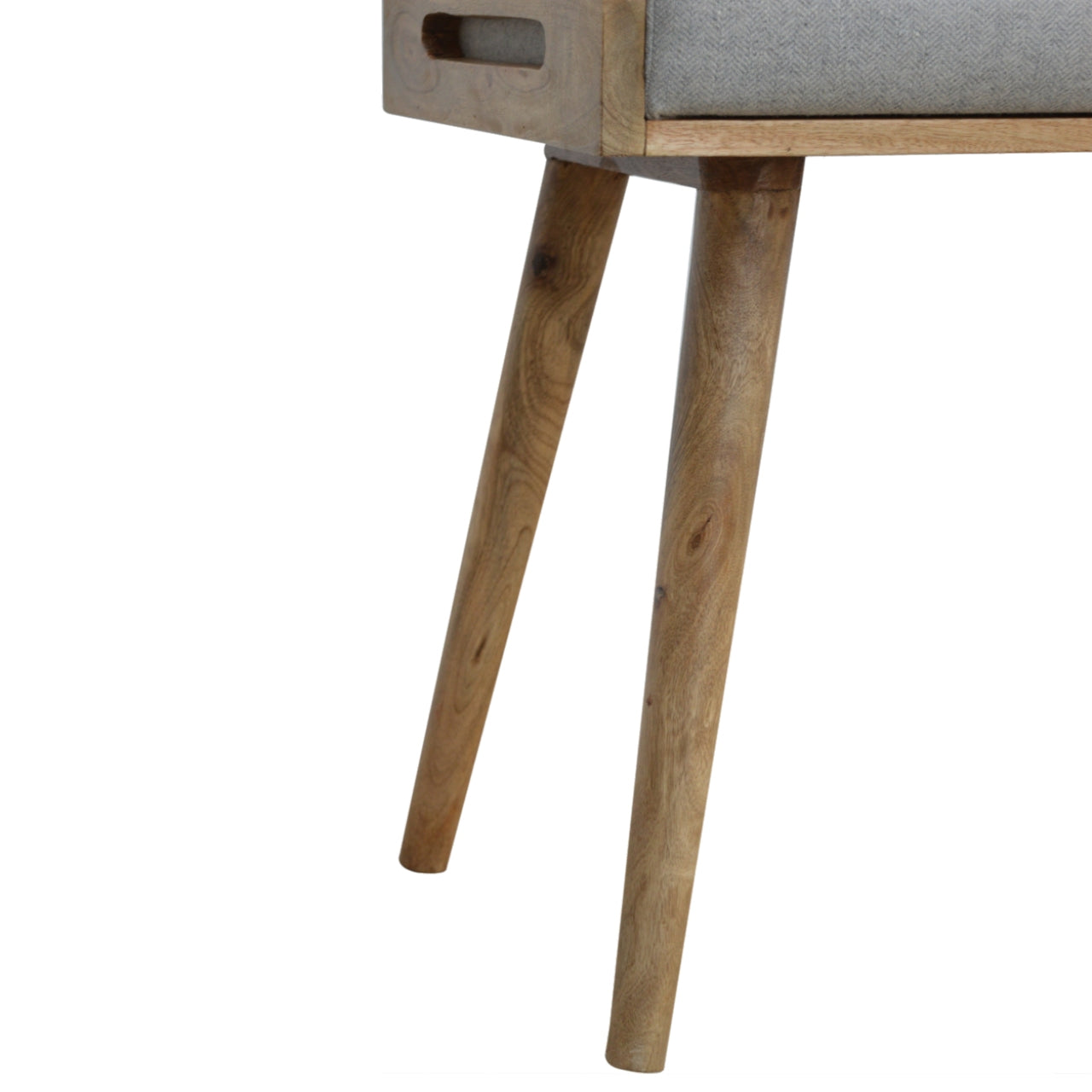 Solid Wood Footstool Upholstered Nordic Legs Grey/Brown