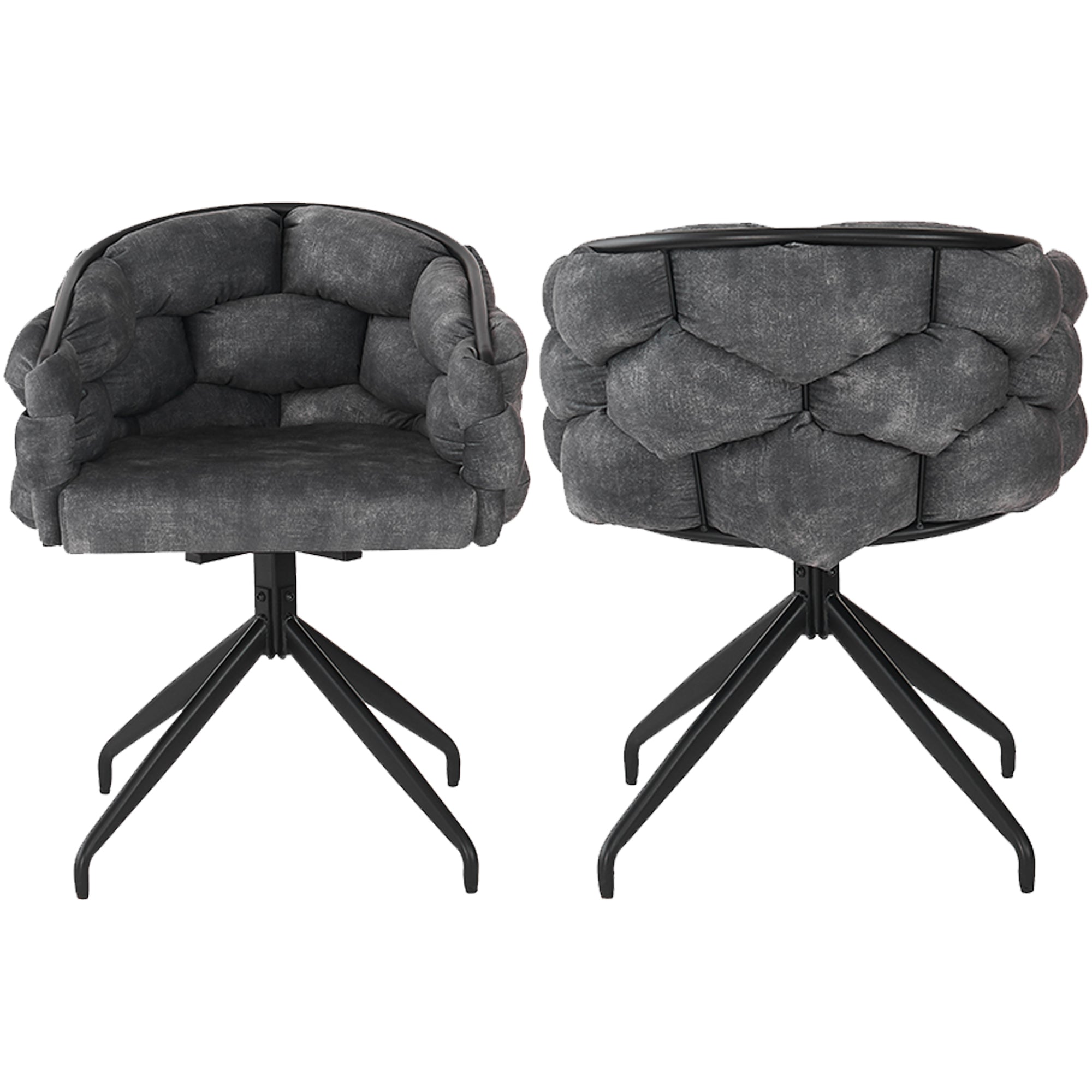 Luxury Velvet Swivel Chairs Set of 2 360° Ergonomic - Grey