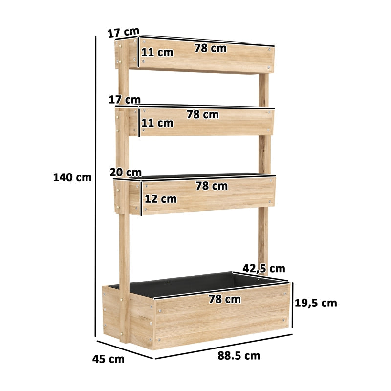 Hochbeet, 4-Ebenen-Bepflanzung, Drainage, Holz