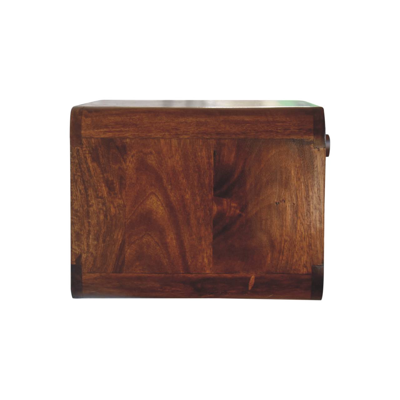 Solid Wood Chestnut Bedside, Wall Mounted Woven 1 Drawer 1 Shelf, Dark Brown