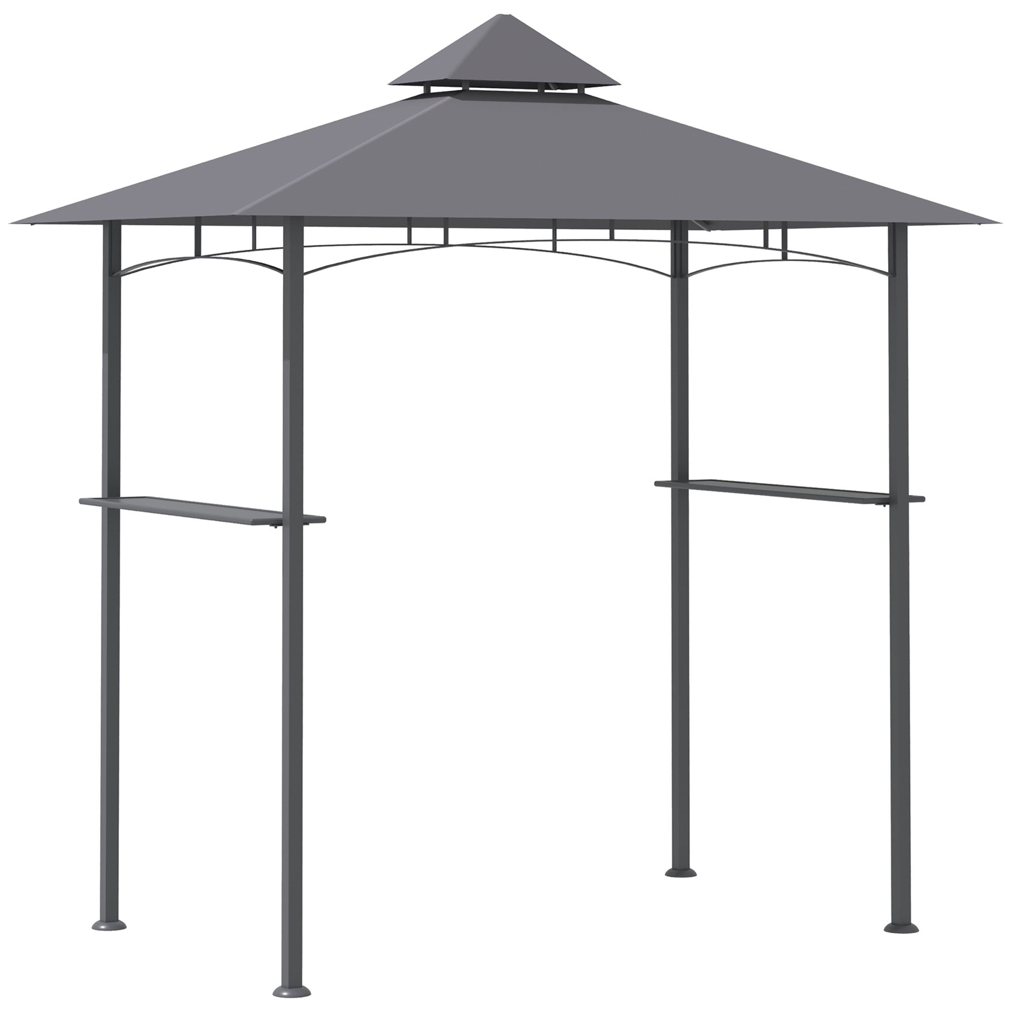 BBQ Gazebo Grill Canopy Barbecue Tent Shelter Patio Deck Cover 2.5M (8ft) Double-Tier - Grey