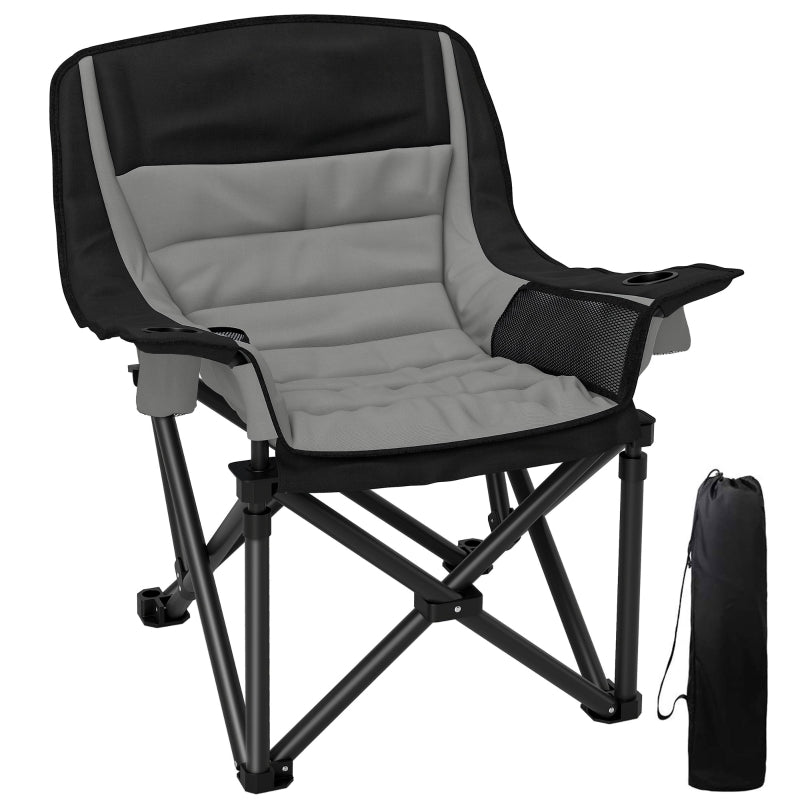 Portable Camping Chair, Padded with Carry Bag - Black/Grey