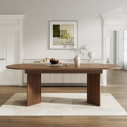 Extendable Dining Table, 160/200x90cm, for 6-8 People, Rounded Corners and Thickened Tabletop, Walnut